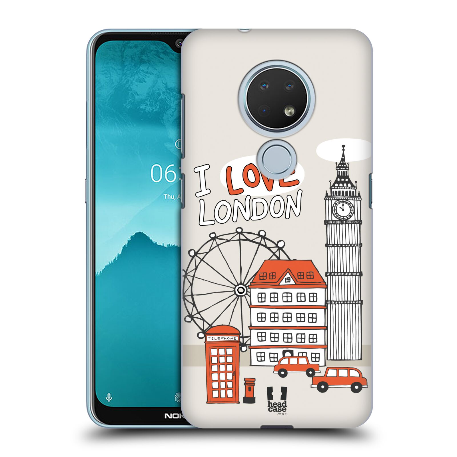 Pouzdro na mobil Nokia 6.2 - HEAD CASE - vzor Kreslená městečka ČERVENÁ, Anglie, Londýn, I LOVE LONDON