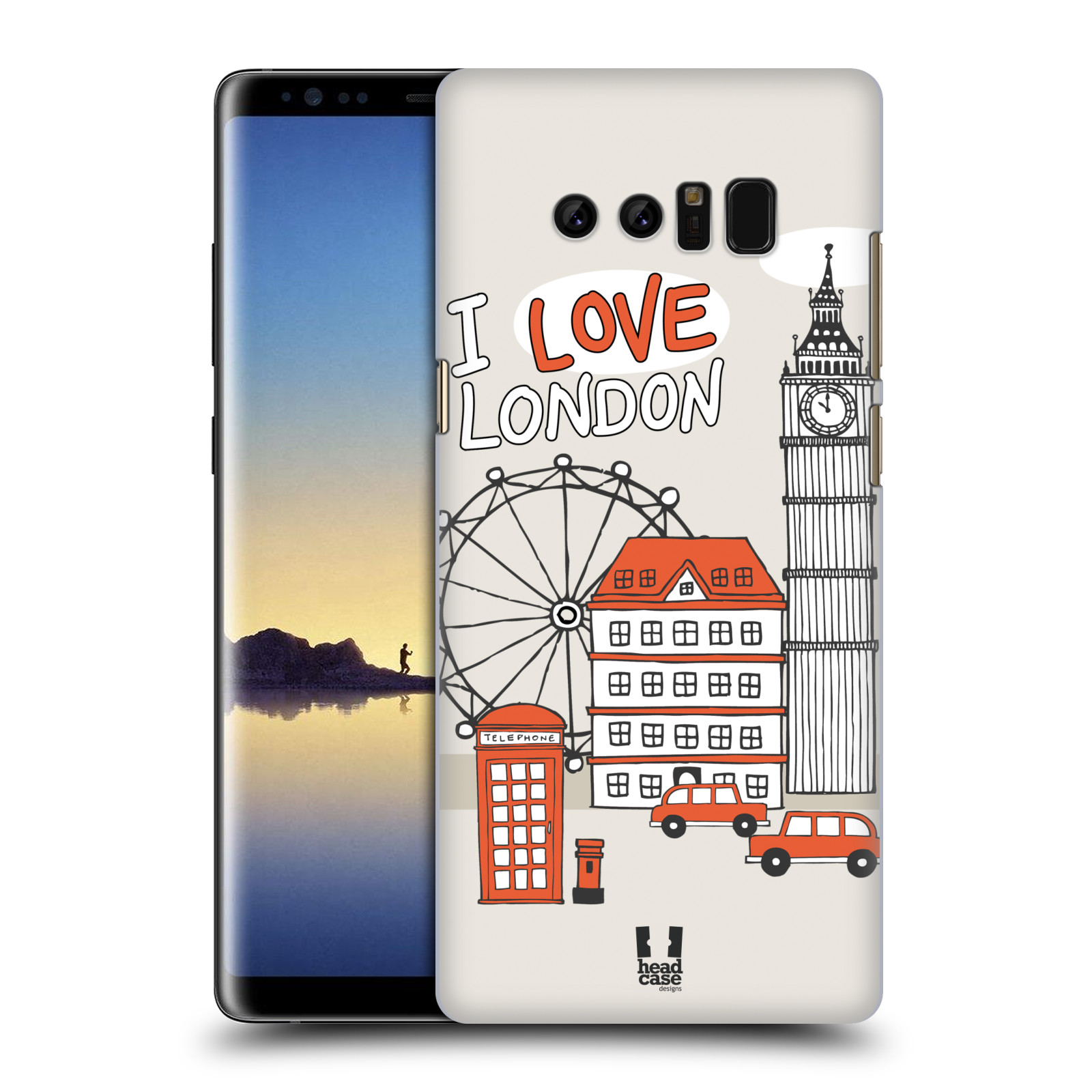 HEAD CASE plastový obal na mobil Samsung Galaxy Note 8 vzor Kreslená městečka ČERVENÁ, Anglie, Londýn, I LOVE LONDON
