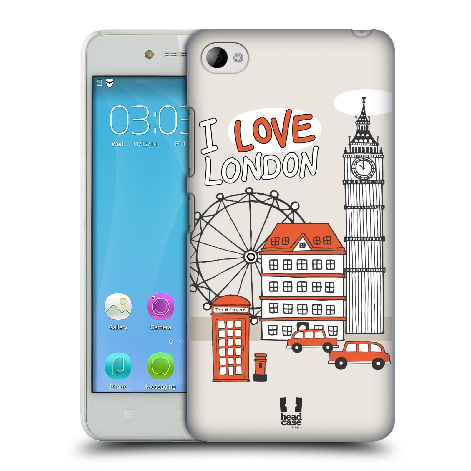 HEAD CASE pevný plastový obal na mobil LENOVO S90 vzor Kreslená městečka ČERVENÁ, Anglie, Londýn, I LOVE LONDON