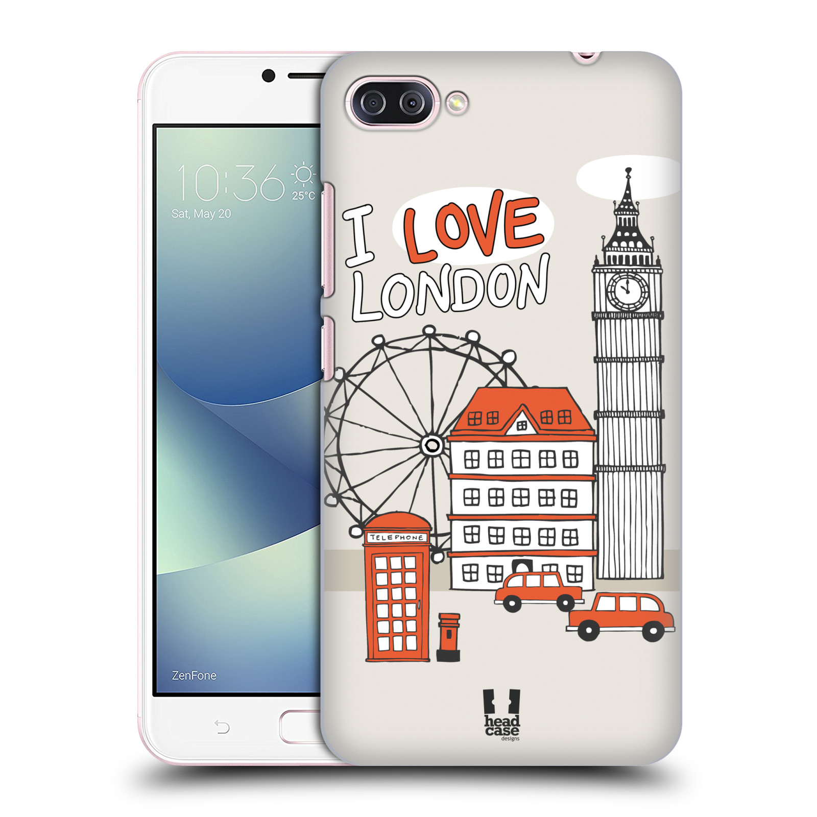 HEAD CASE plastový obal na mobil Asus Zenfone 4 MAX ZC554KL vzor Kreslená městečka ČERVENÁ, Anglie, Londýn, I LOVE LONDON