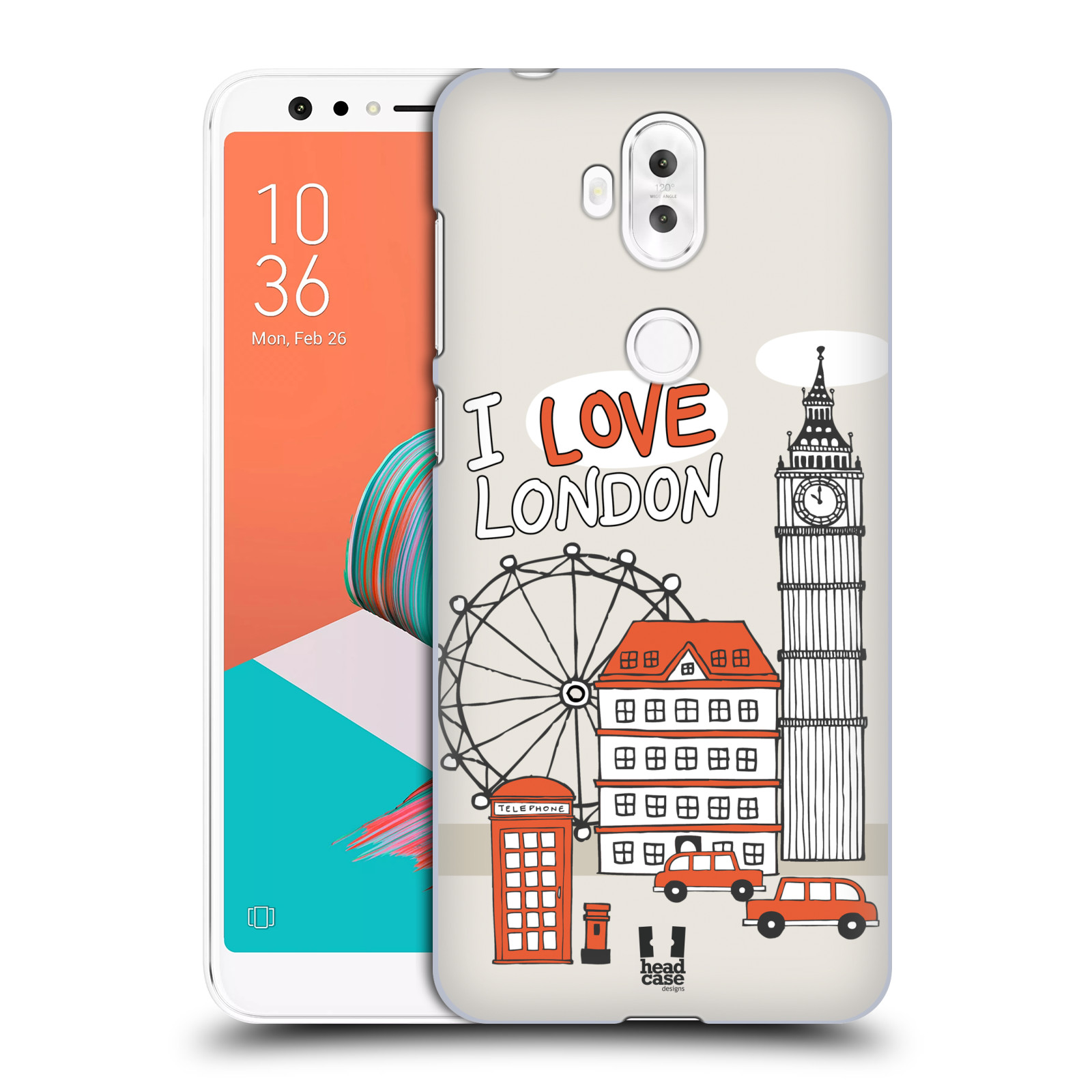HEAD CASE plastový obal na mobil Asus Zenfone 5 LITE ZC600KL vzor Kreslená městečka ČERVENÁ, Anglie, Londýn, I LOVE LONDON
