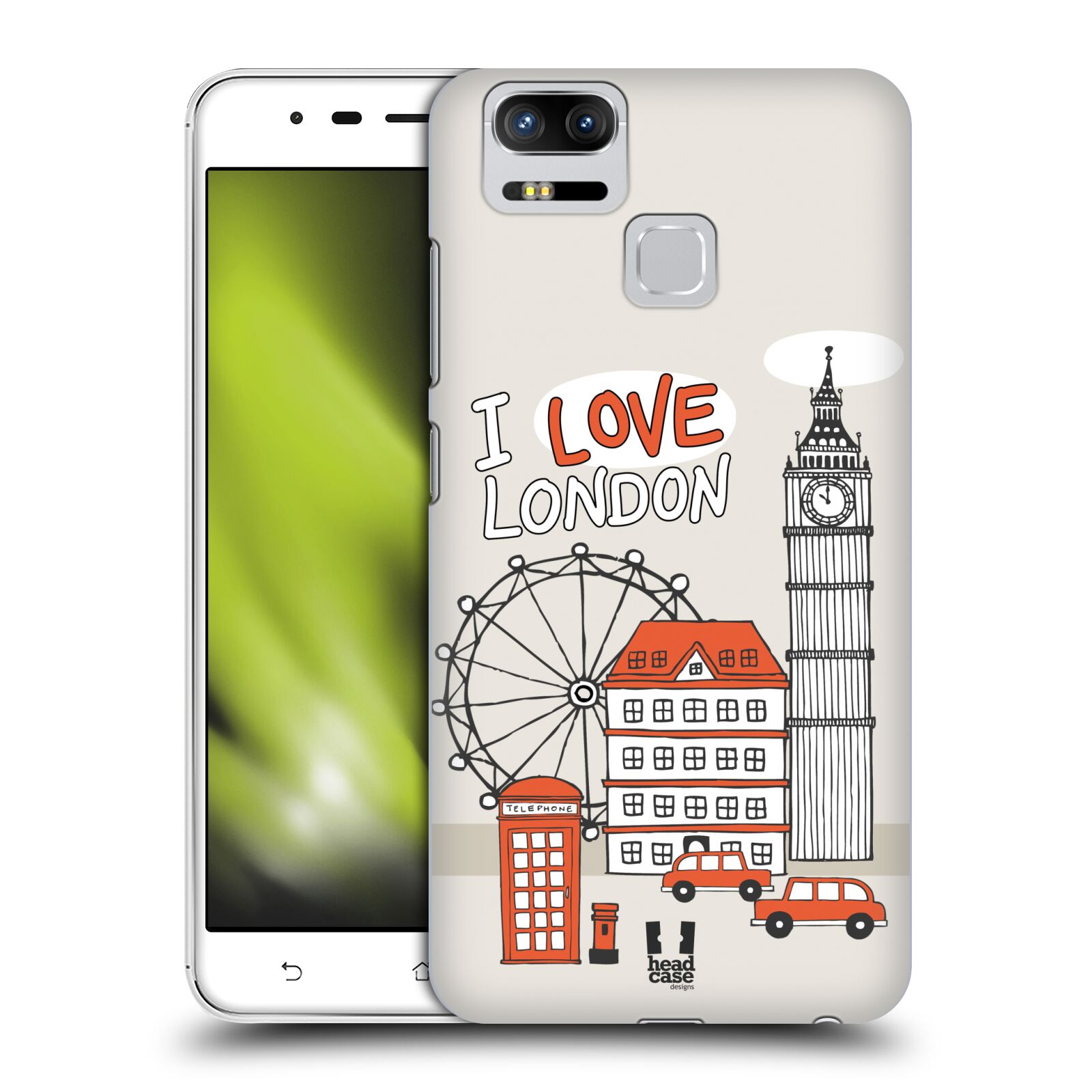 HEAD CASE plastový obal na mobil Asus Zenfone 3 Zoom ZE553KL vzor Kreslená městečka ČERVENÁ, Anglie, Londýn, I LOVE LONDON
