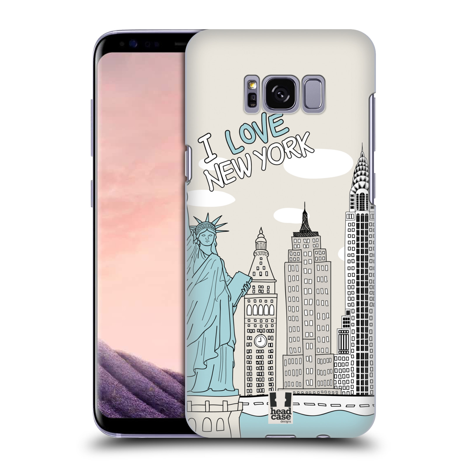 HEAD CASE plastový obal na mobil Samsung Galaxy S8 vzor Kreslená městečka MODRÁ, USA, New York, I LOVE NEW YORK