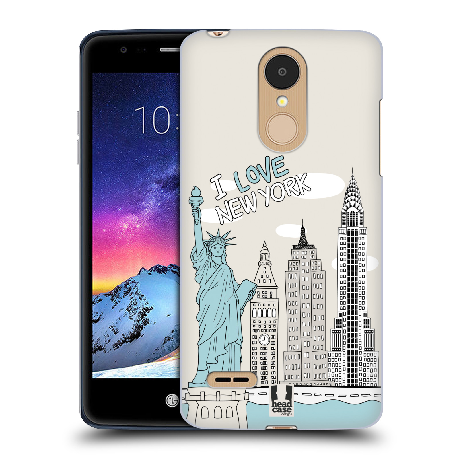 HEAD CASE plastový obal na mobil LG K9 / K8 2018 vzor Kreslená městečka MODRÁ, USA, New York, I LOVE NEW YORK