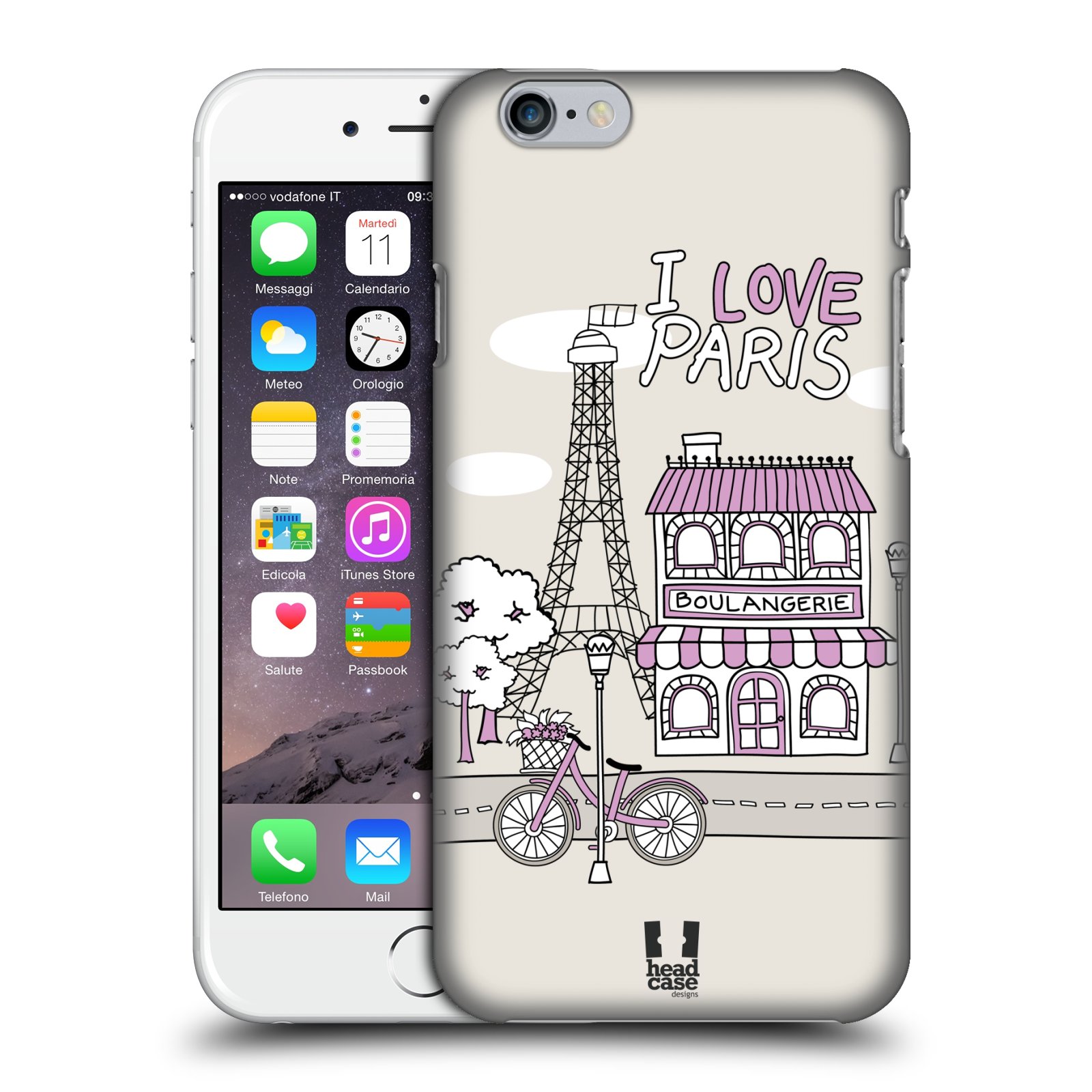 Plastové pouzdro pro mobil Apple Iphone 6/6S vzor Kreslená městečka FIALOVÁ, Paříž, Francie, I LOVE PARIS