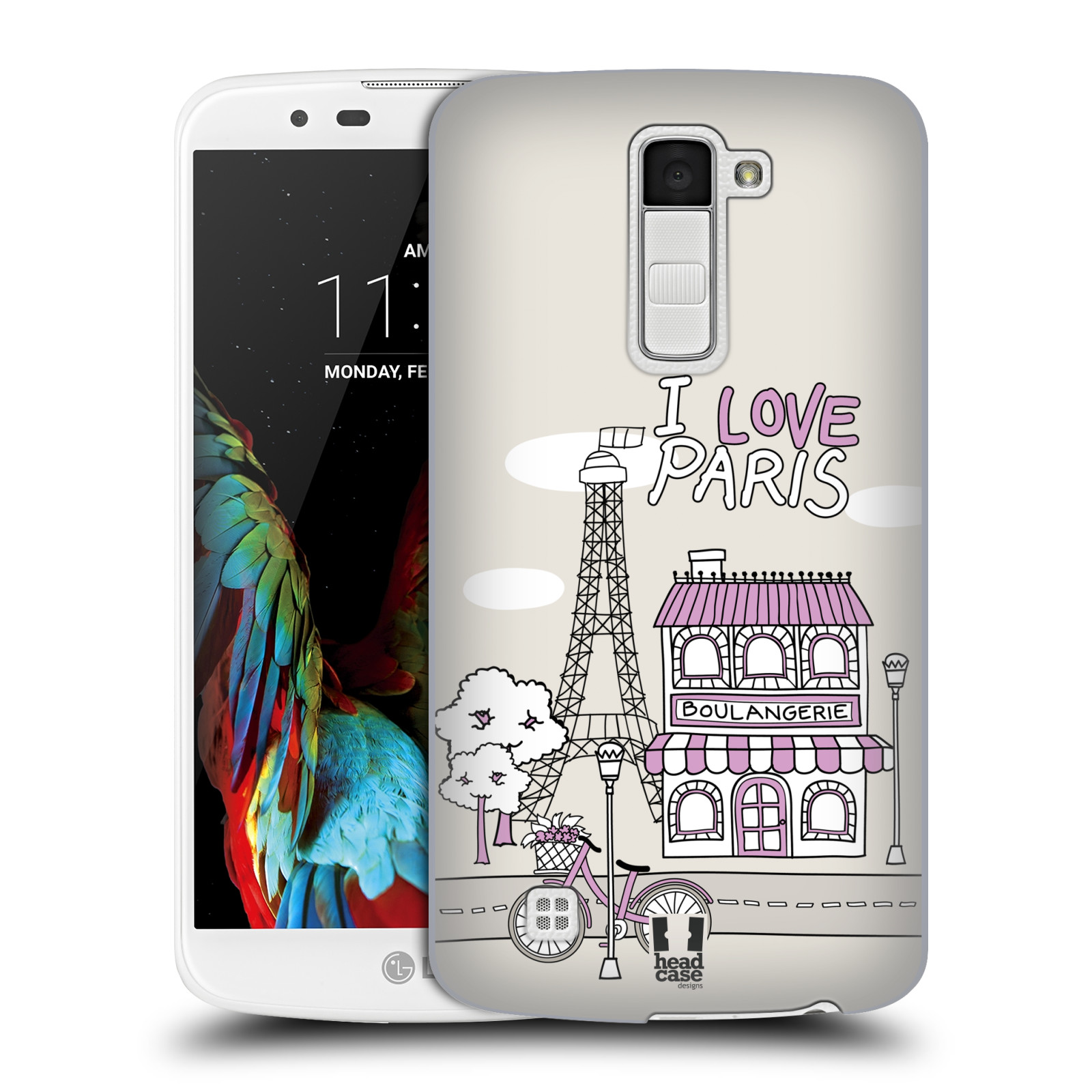 HEAD CASE plastový obal na mobil LG K10 vzor Kreslená městečka FIALOVÁ, Paříž, Francie, I LOVE PARIS