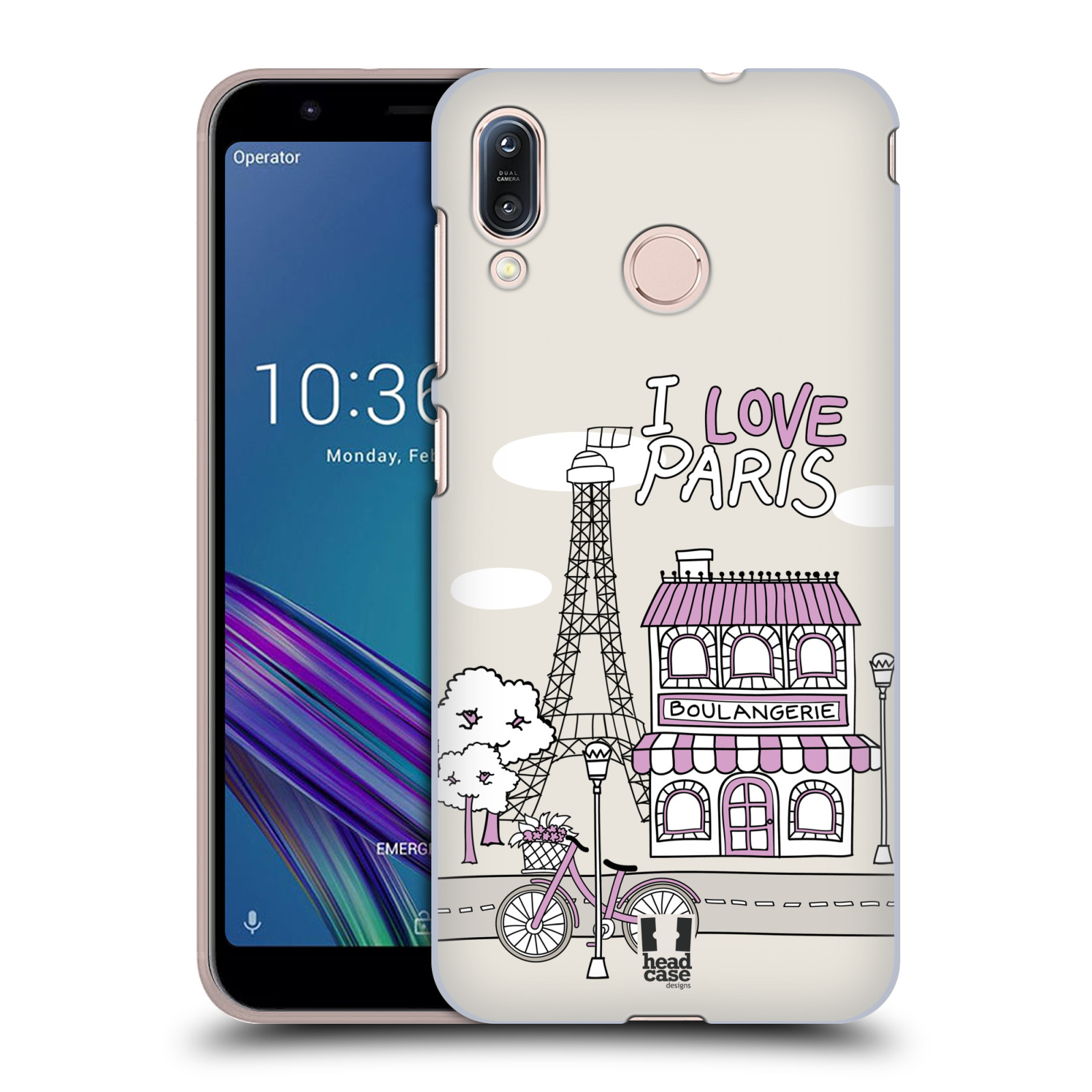 Pouzdro na mobil Asus Zenfone Max M1 (ZB555KL) - HEAD CASE - vzor Kreslená městečka FIALOVÁ, Paříž, Francie, I LOVE PARIS