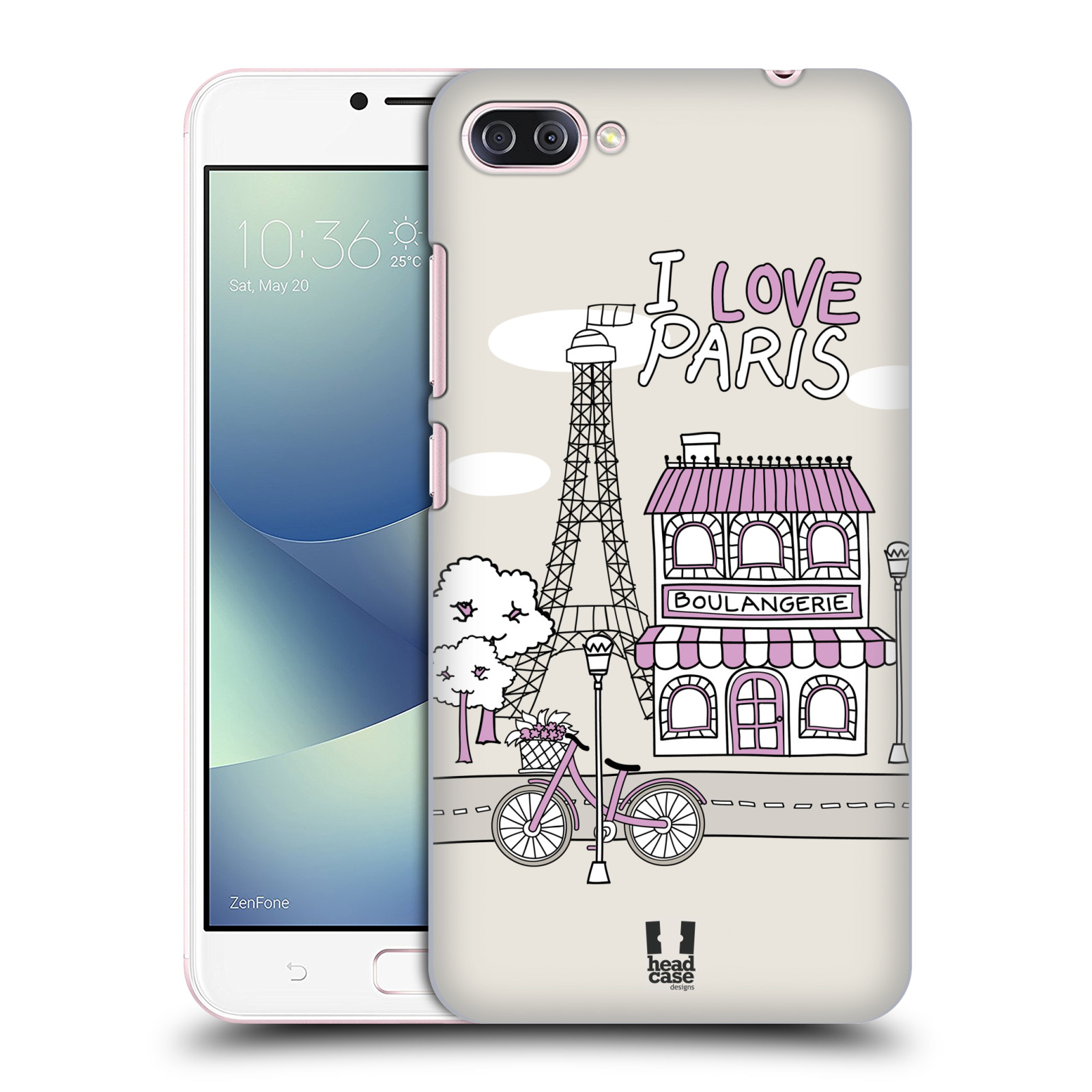 HEAD CASE plastový obal na mobil Asus Zenfone 4 MAX ZC554KL vzor Kreslená městečka FIALOVÁ, Paříž, Francie, I LOVE PARIS