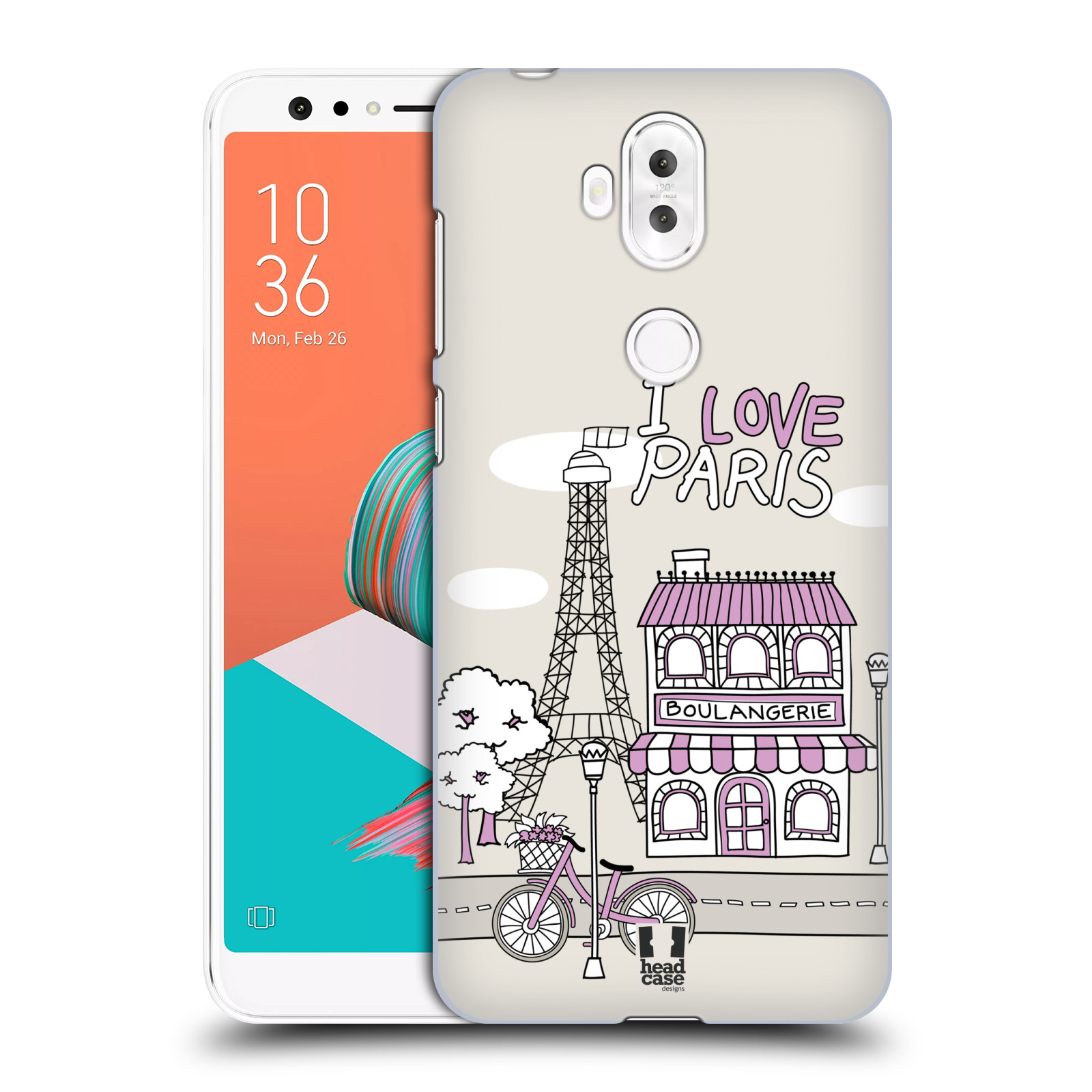 HEAD CASE plastový obal na mobil Asus Zenfone 5 LITE ZC600KL vzor Kreslená městečka FIALOVÁ, Paříž, Francie, I LOVE PARIS
