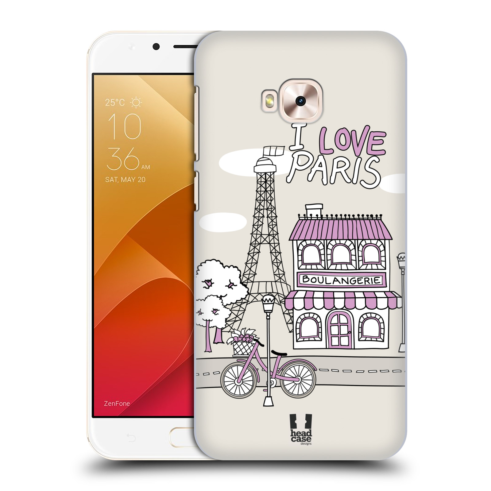 HEAD CASE plastový obal na mobil Asus Zenfone 4 Selfie Pro ZD552KL vzor Kreslená městečka FIALOVÁ, Paříž, Francie, I LOVE PARIS