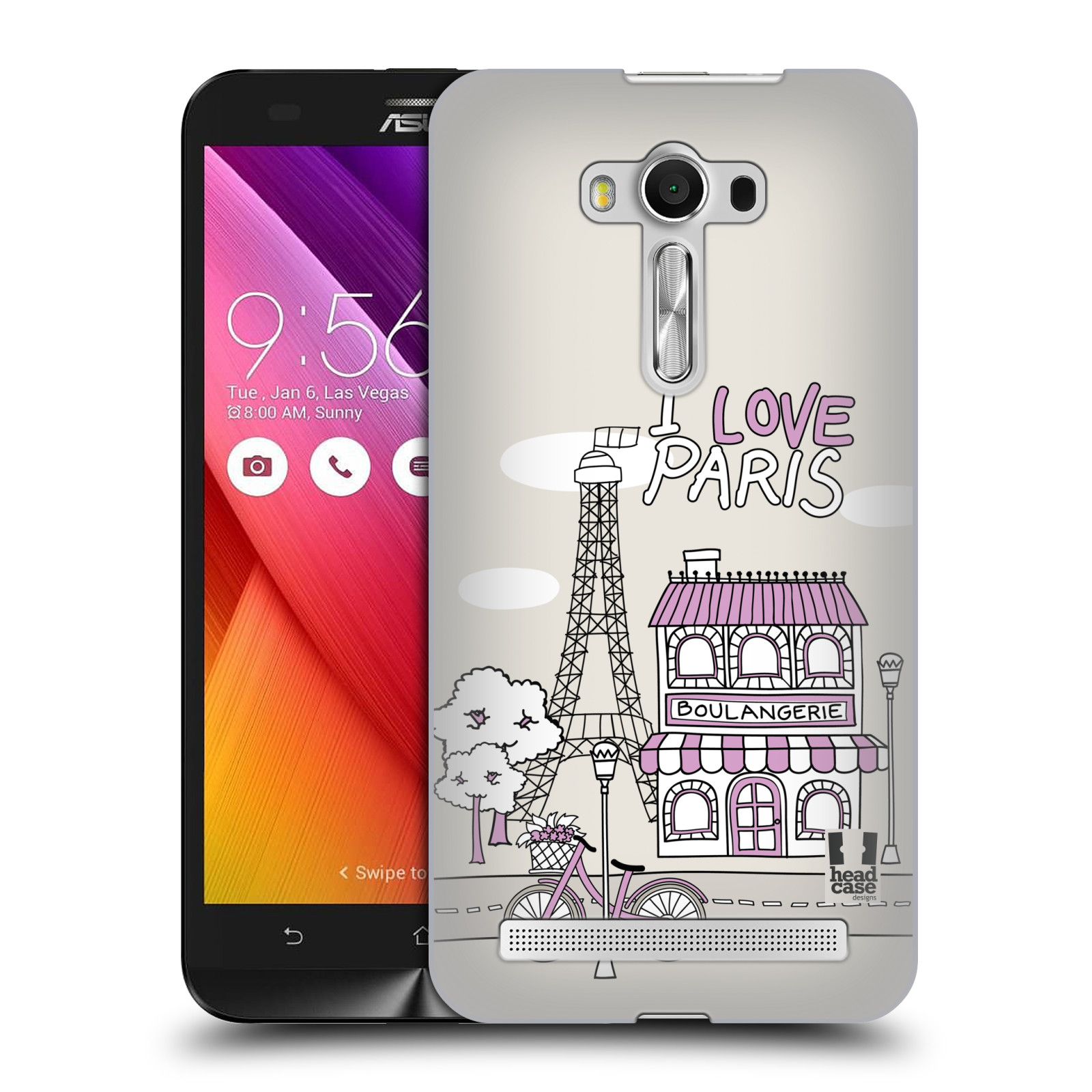 HEAD CASE plastový obal na mobil Asus Zenfone 2 LASER (5,5 displej ZE550KL) vzor Kreslená městečka FIALOVÁ, Paříž, Francie, I LOVE PARIS