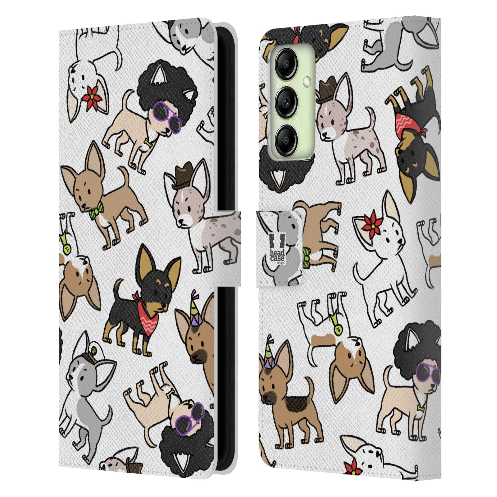 HEAD CASE Pouzdro pro mobil Samsung Galaxy A14 - kreslený pejsek Čivava