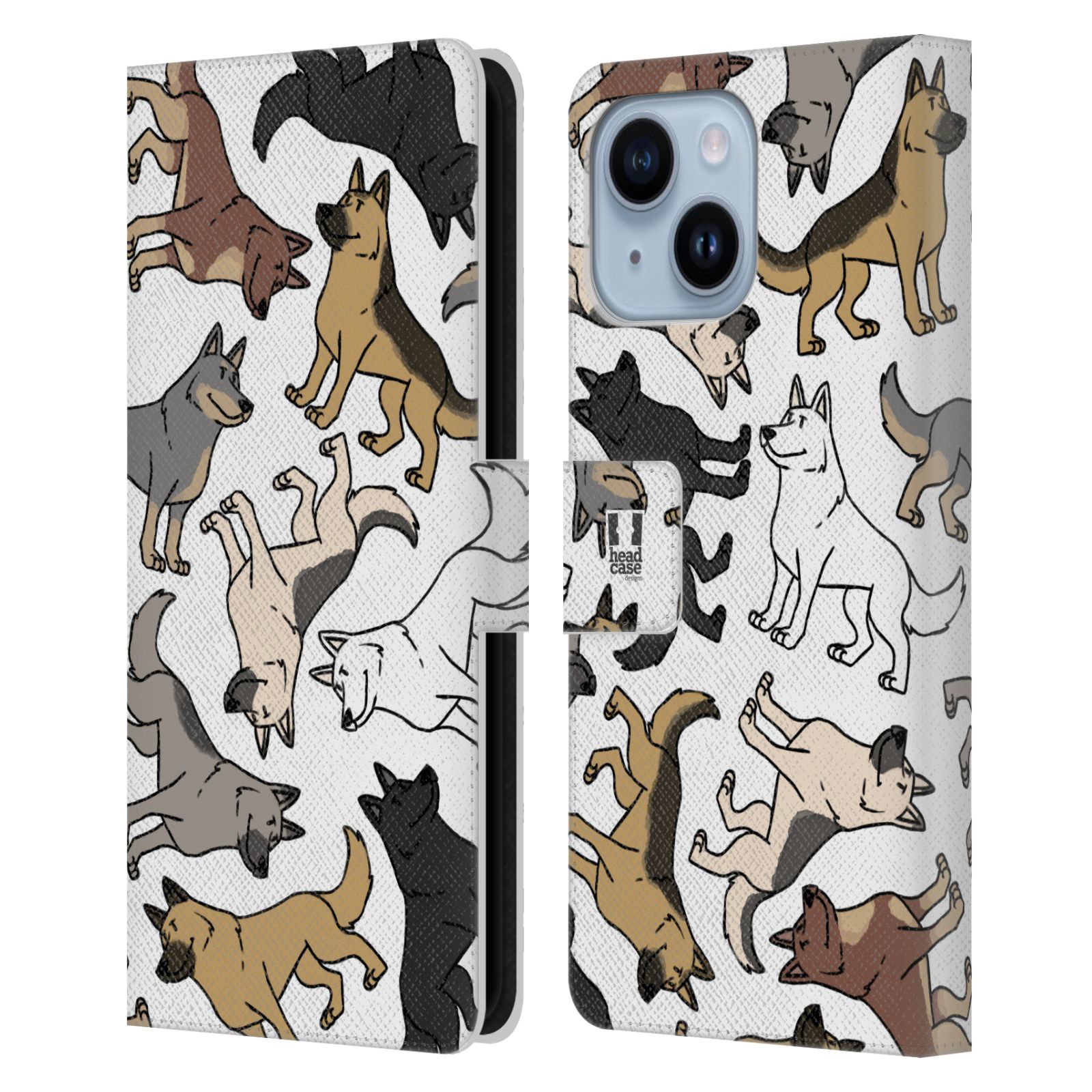 HEAD CASE Pouzdro pro mobil Apple Iphone 14 PLUS - kreslený pejsek Německý ovčák