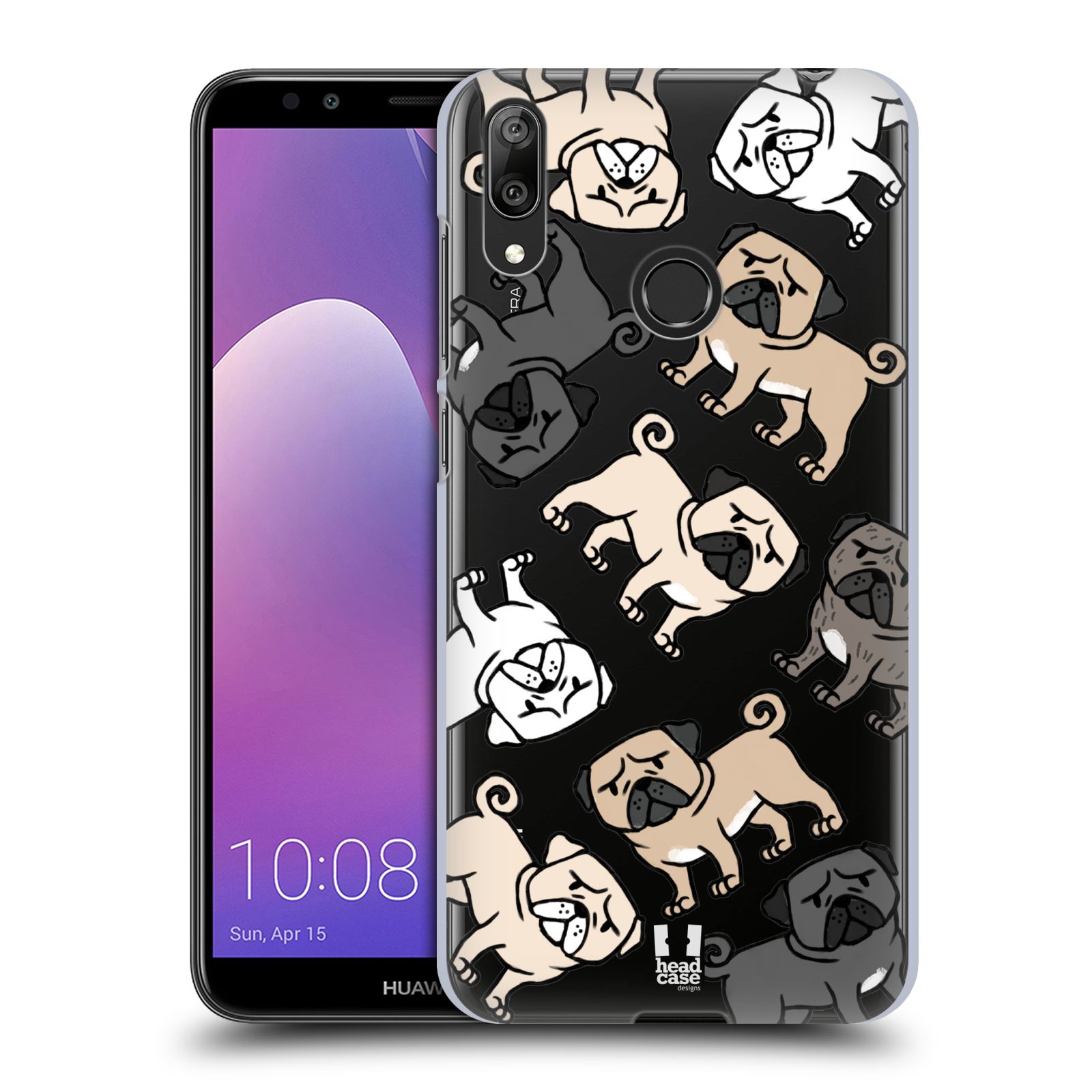 Pouzdro na mobil Huawei Y7 2019 - Head Case - pejsek Pug Mopsík
