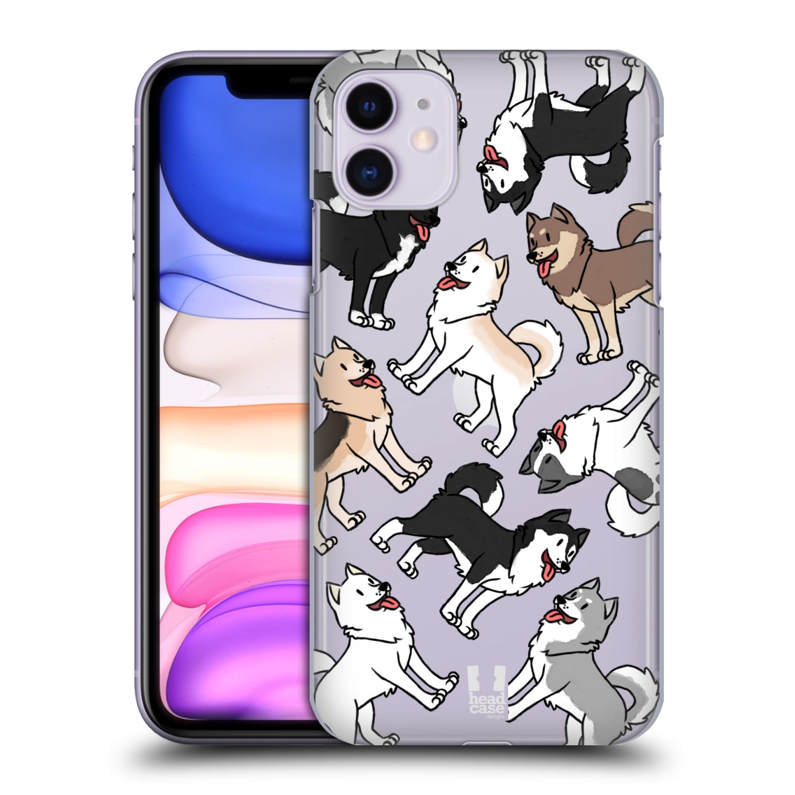 Pouzdro na mobil Apple Iphone 11 - HEAD CASE - pejsek Sibiřský husky
