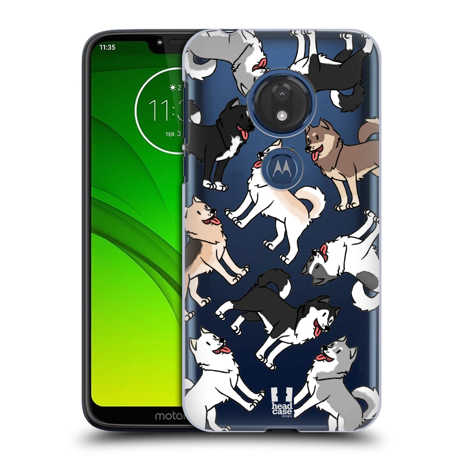 Pouzdro na mobil Motorola Moto G7 Play pejsek Sibiřský husky