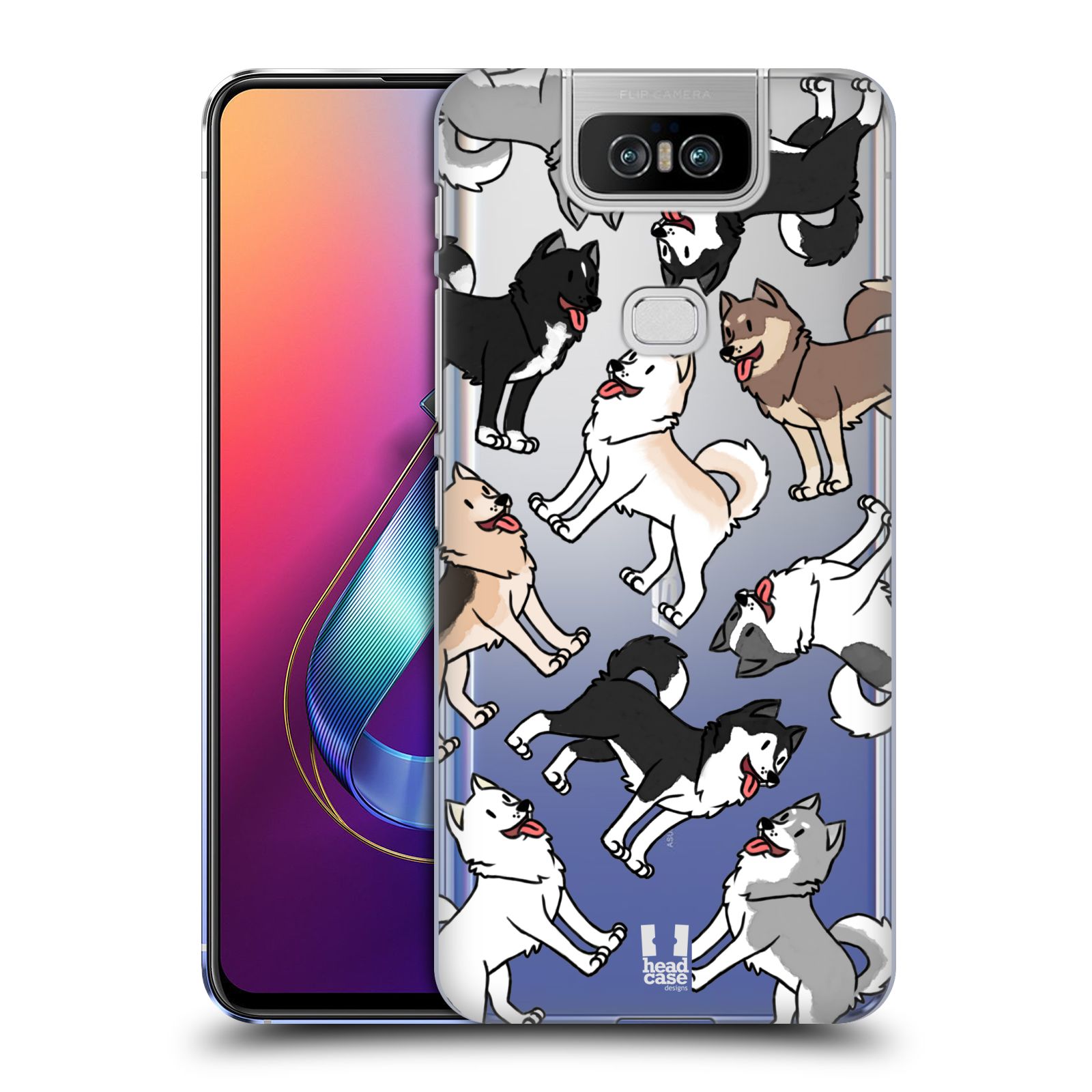 Pouzdro na mobil Asus Zenfone 6 ZS630KL - HEAD CASE - pejsek Sibiřský husky