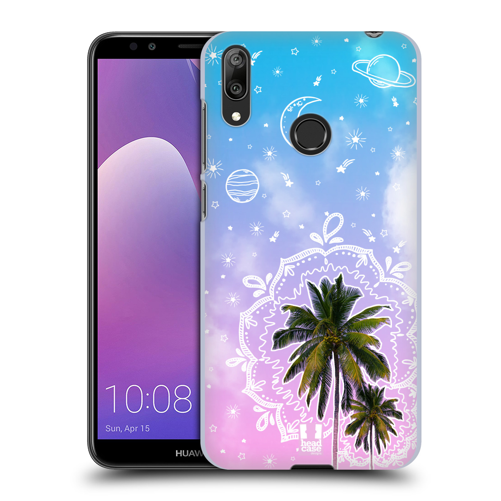 Pouzdro na mobil Huawei Y7 2019 - HEAD CASE - Mandala a palmy