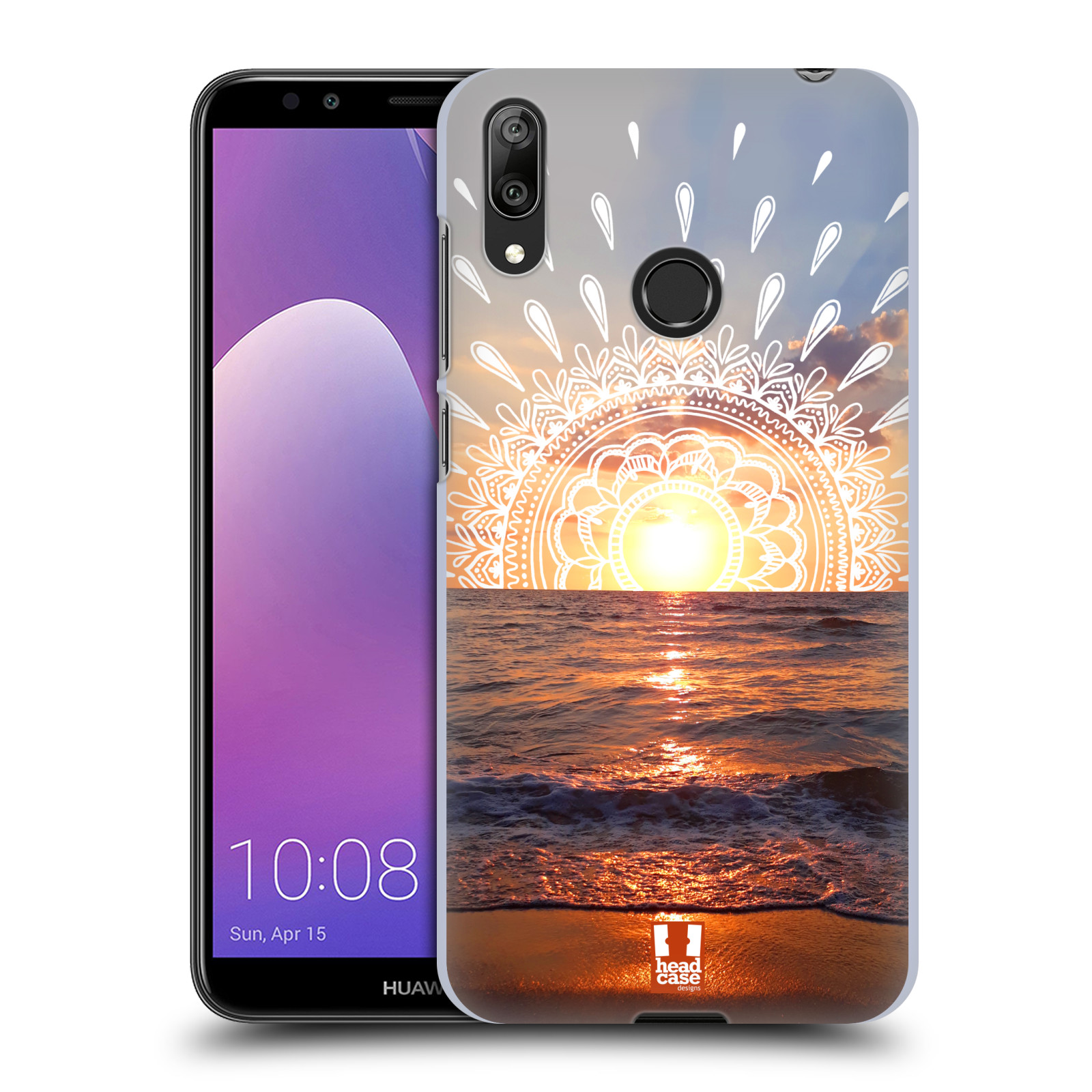 Pouzdro na mobil Huawei Y7 2019 - HEAD CASE - doodle západ slunce