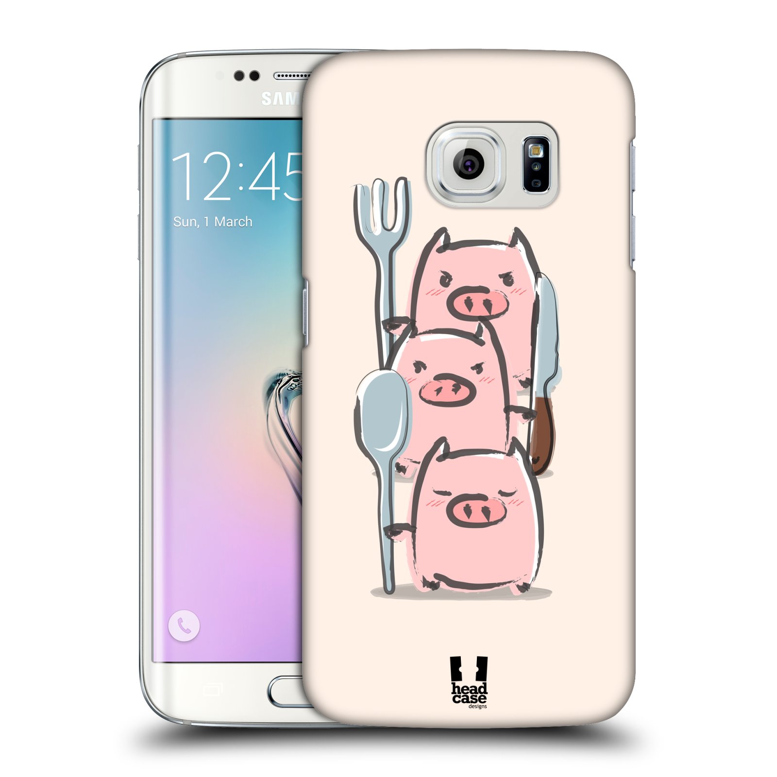 HEAD CASE plastový obal na mobil SAMSUNG Galaxy S6 EDGE (G9250, G925, G925F) vzor roztomilé růžové prasátko hladovci