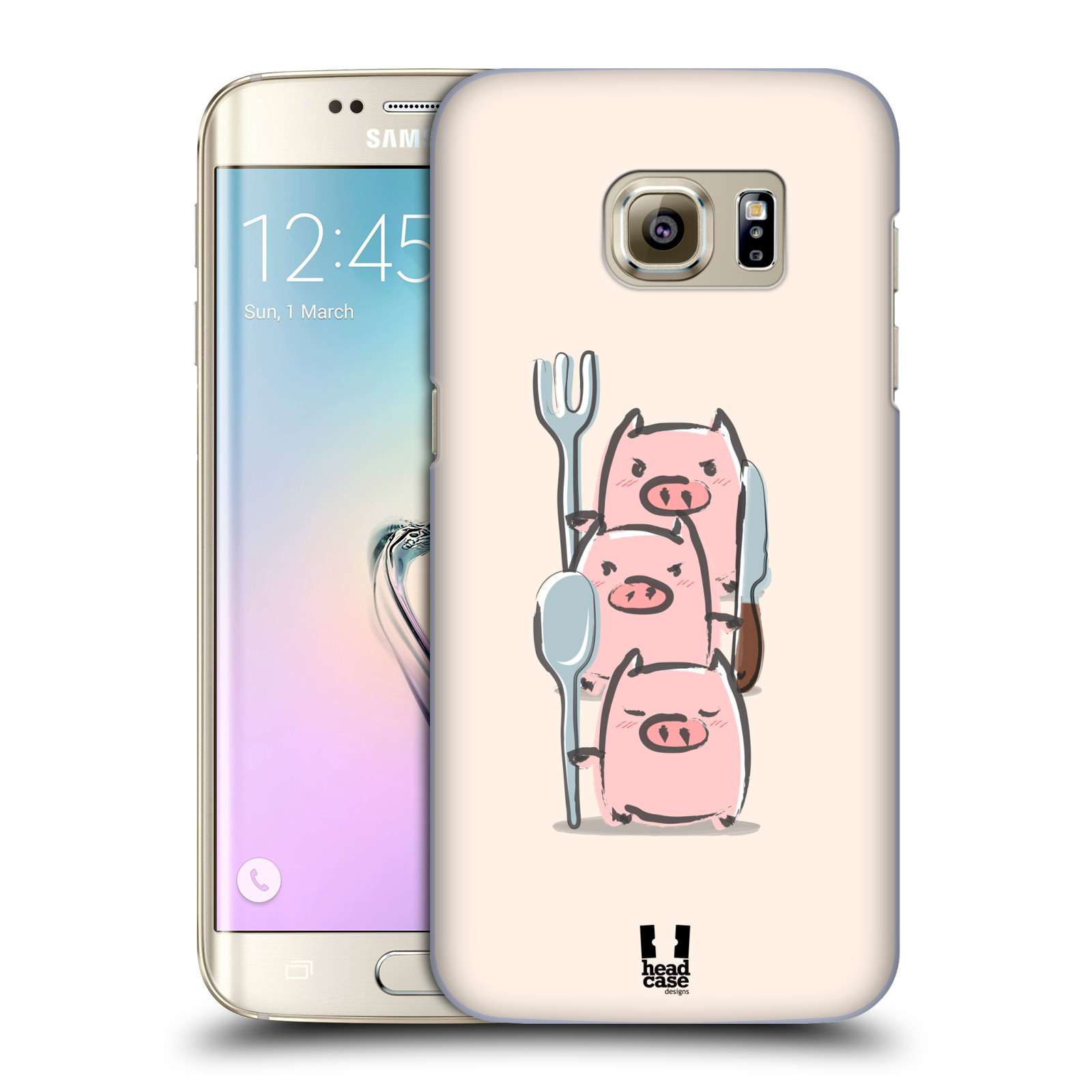 HEAD CASE plastový obal na mobil SAMSUNG GALAXY S7 EDGE vzor roztomilé růžové prasátko hladovci