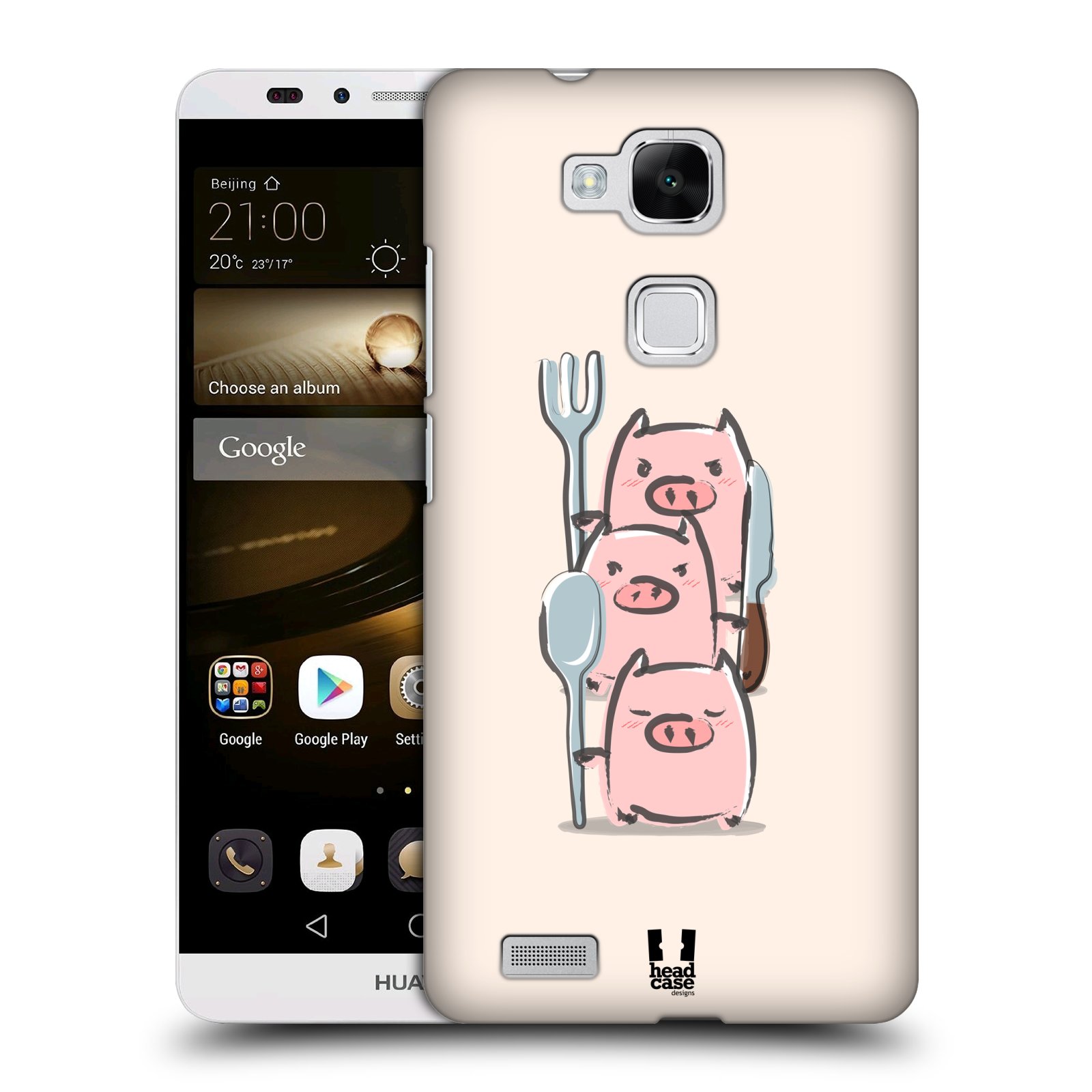 HEAD CASE plastový obal na mobil Huawei Mate 7 vzor roztomilé růžové prasátko hladovci