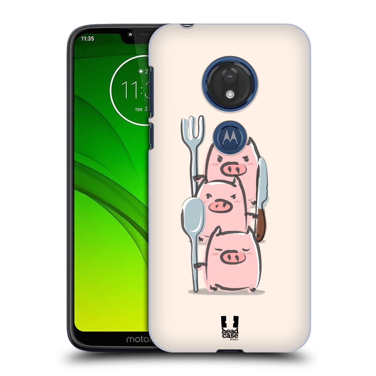 Pouzdro na mobil Motorola Moto G7 Play vzor roztomilé růžové prasátko hladovci