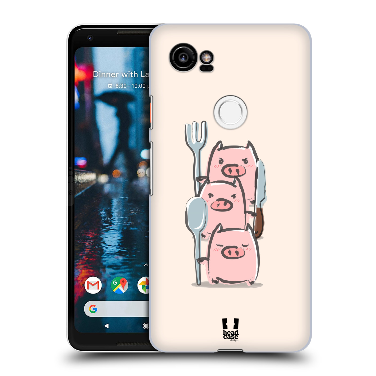 HEAD CASE plastový obal na mobil Google Pixel 2 XL vzor roztomilé růžové prasátko hladovci