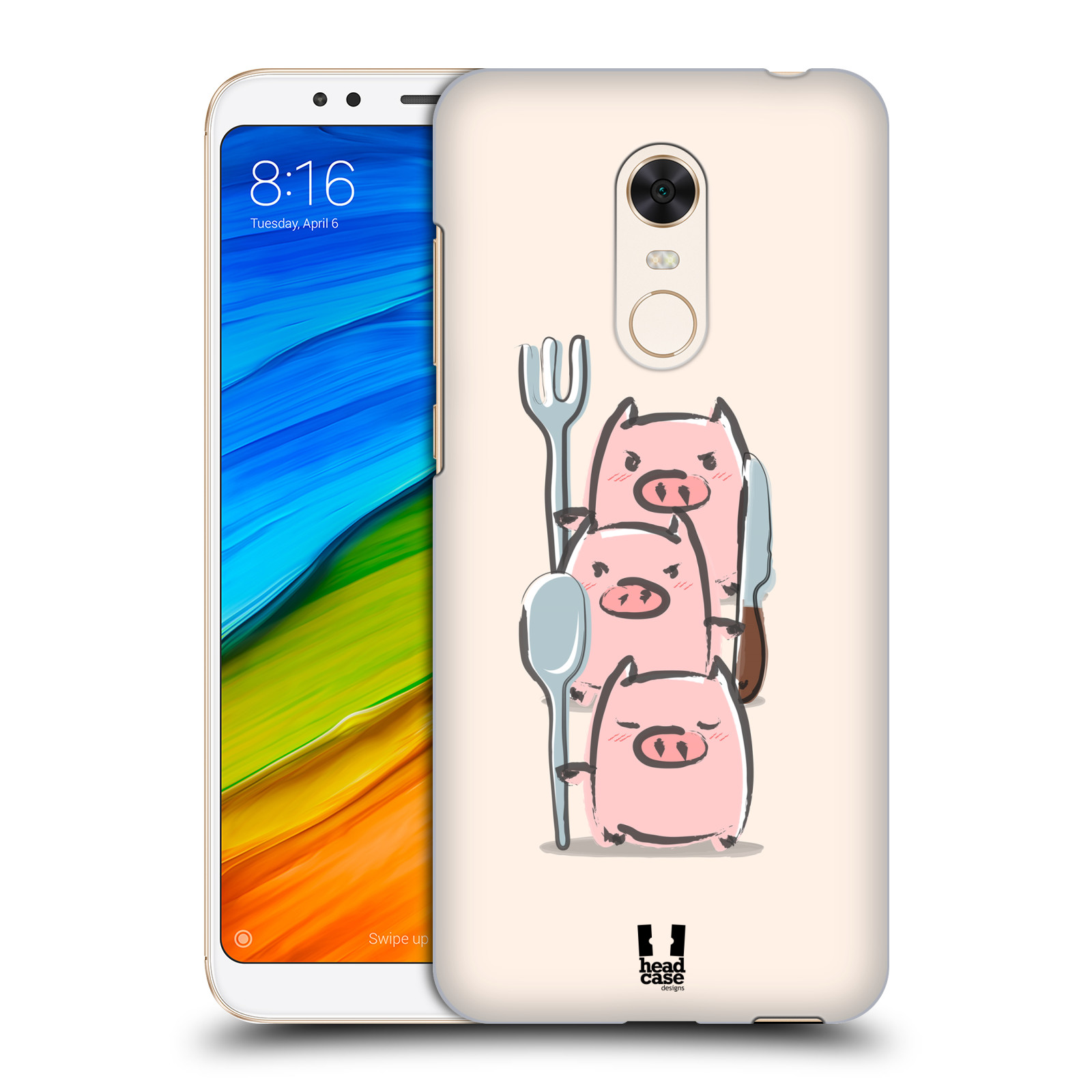 HEAD CASE plastový obal na mobil Xiaomi Redmi 5 PLUS vzor roztomilé růžové prasátko hladovci