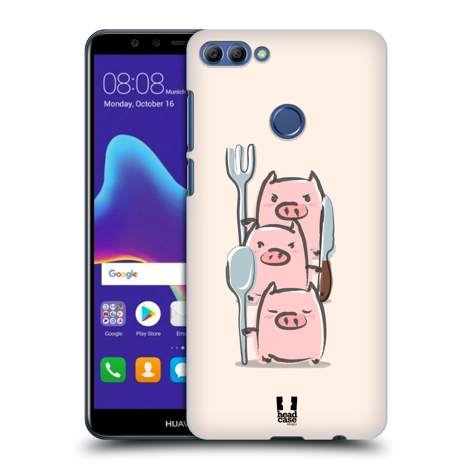 HEAD CASE plastový obal na mobil Huawei Y9 2018 vzor roztomilé růžové prasátko hladovci