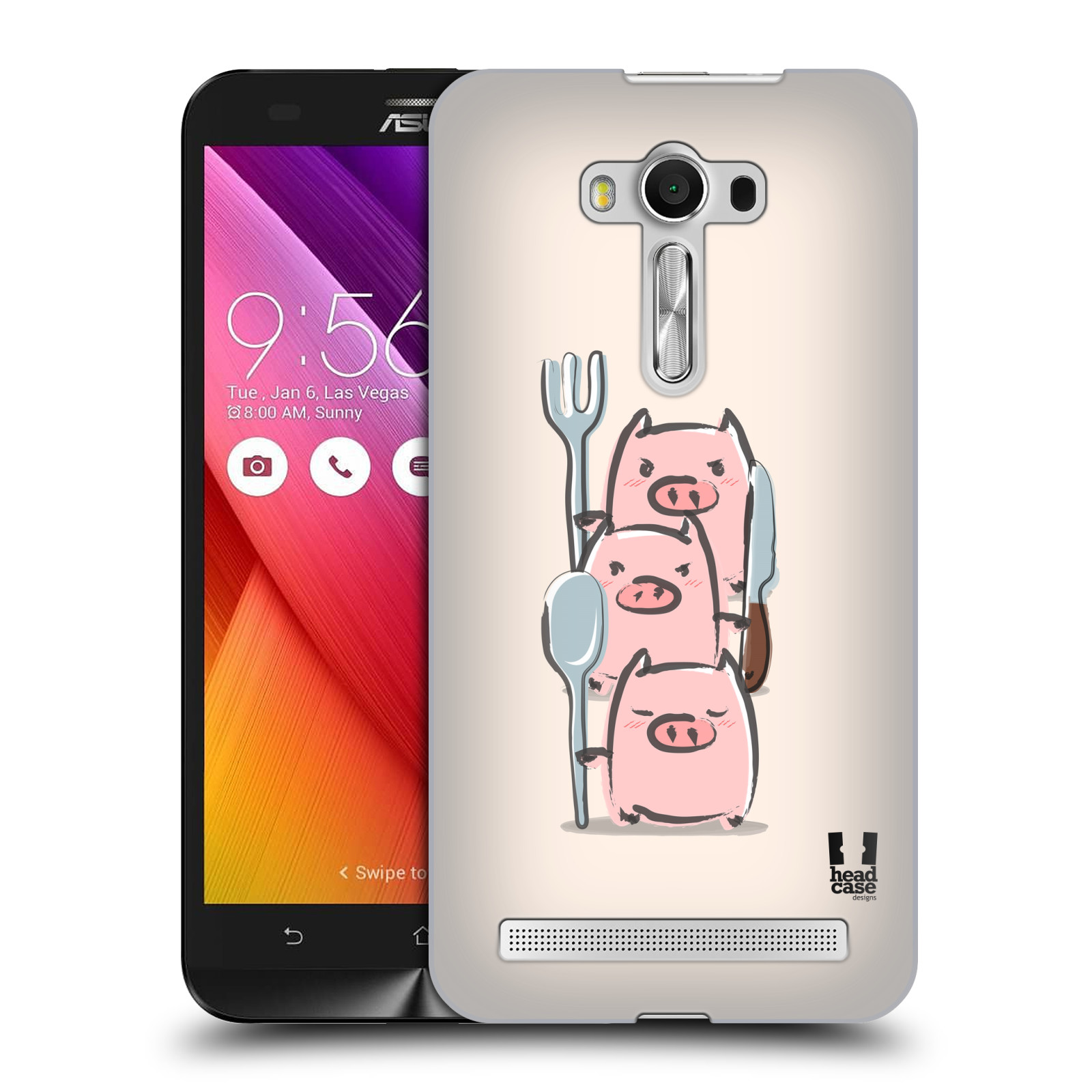 HEAD CASE plastový obal na mobil Asus Zenfone 2 LASER (5,5 displej ZE550KL) vzor roztomilé růžové prasátko hladovci