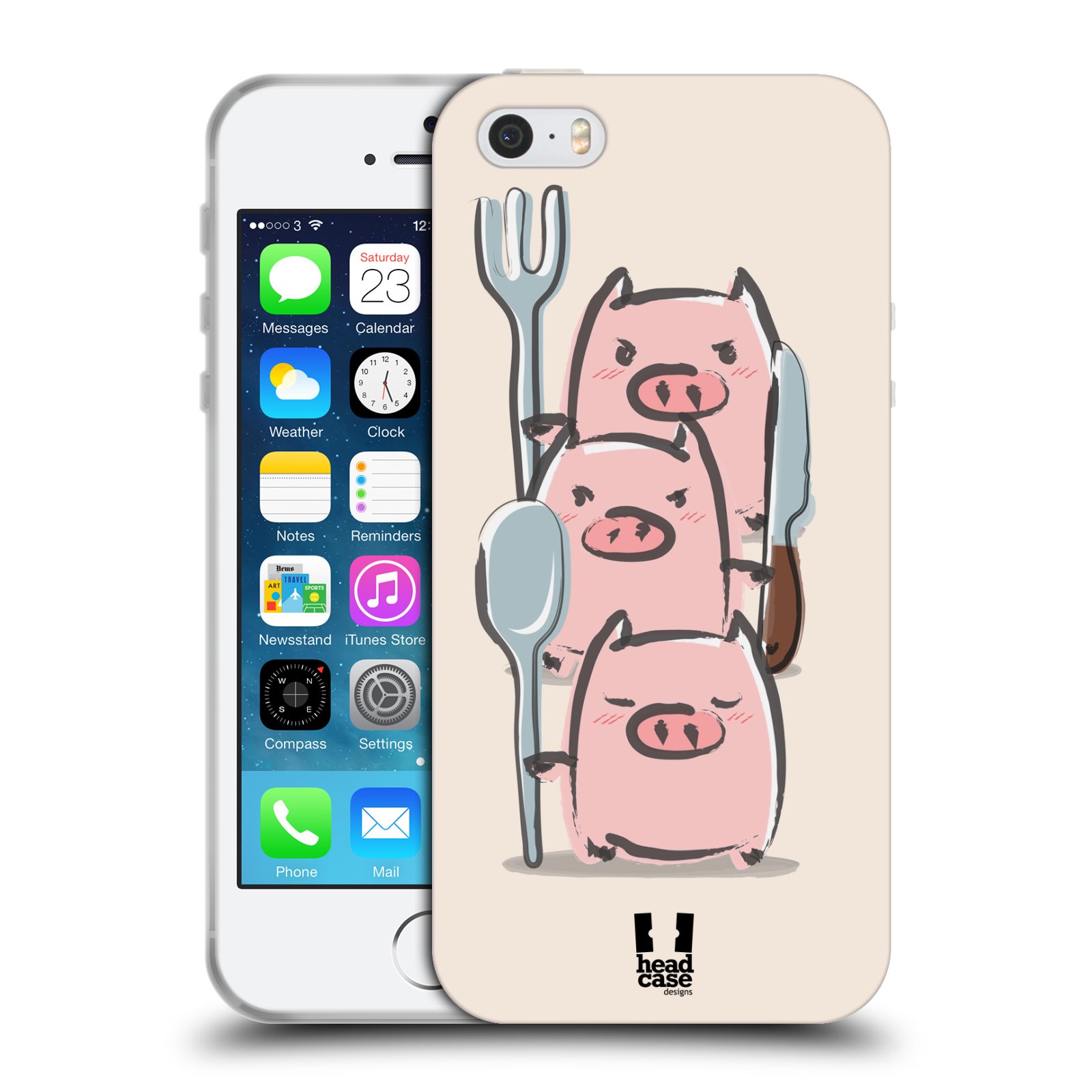 HEAD CASE silikonový obal na mobil Apple Iphone 5/5S vzor roztomilé růžové prasátko hladovci