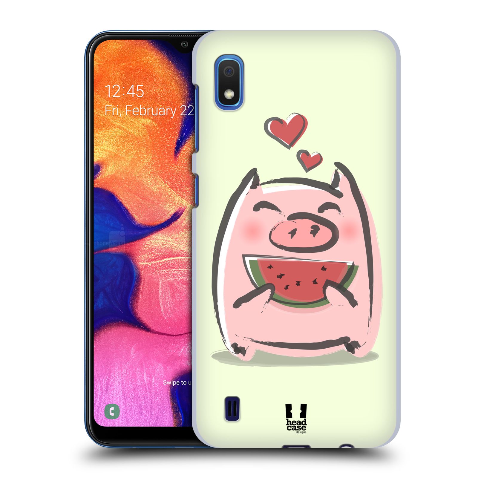Pouzdro na mobil Samsung Galaxy A10 - HEAD CASE - vzor roztomilé růžové prasátko vodní meloun