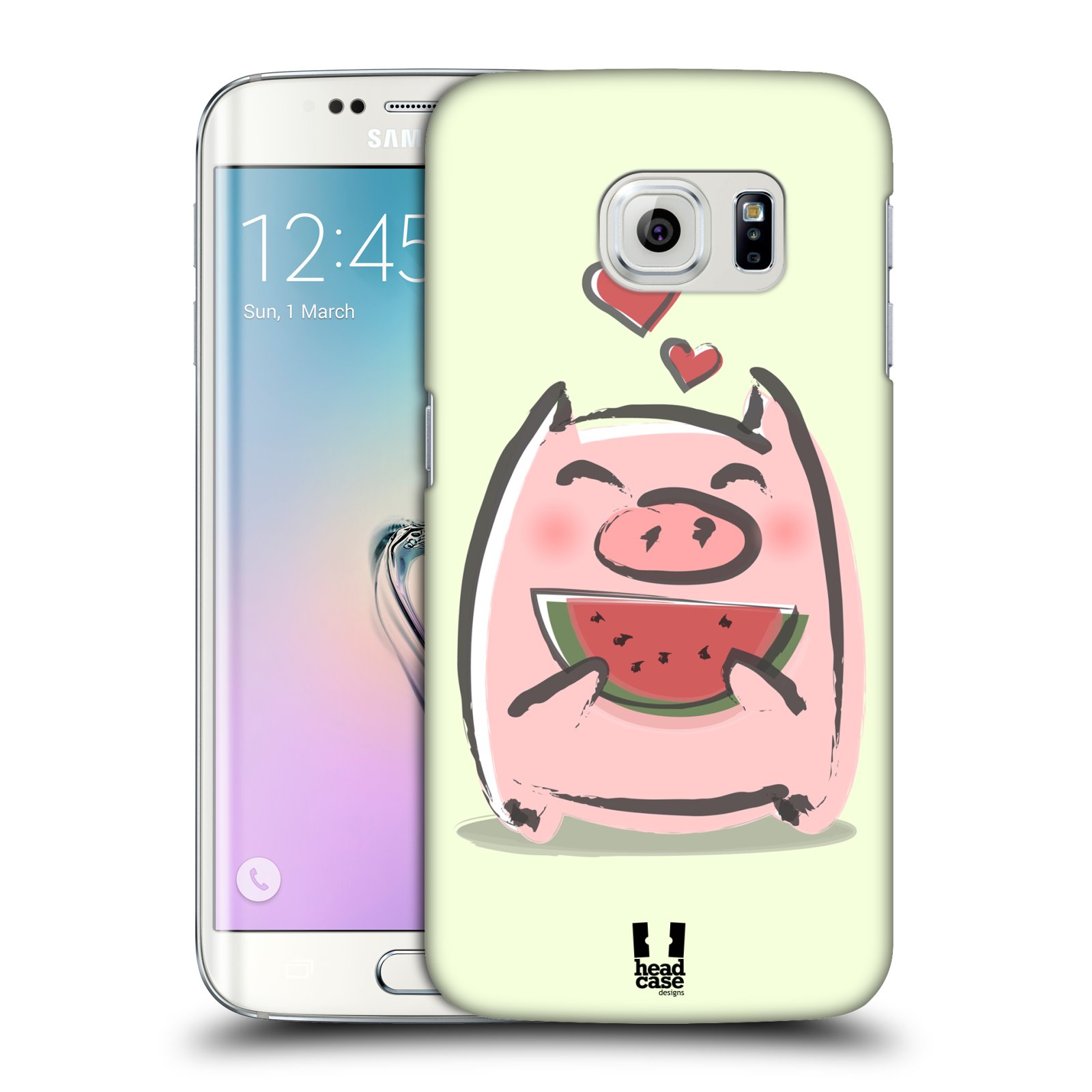 HEAD CASE plastový obal na mobil SAMSUNG Galaxy S6 EDGE (G9250, G925, G925F) vzor roztomilé růžové prasátko vodní meloun