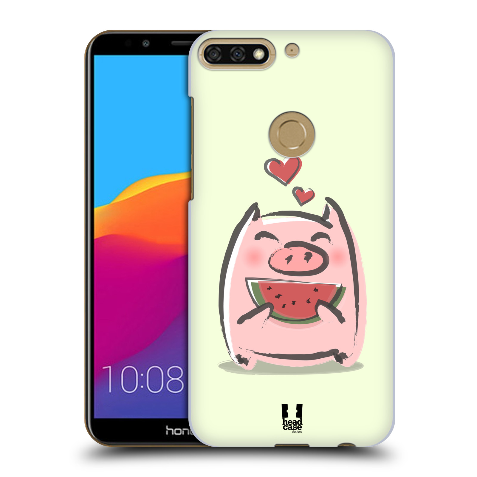 HEAD CASE plastový obal na mobil Honor 7c vzor roztomilé růžové prasátko vodní meloun