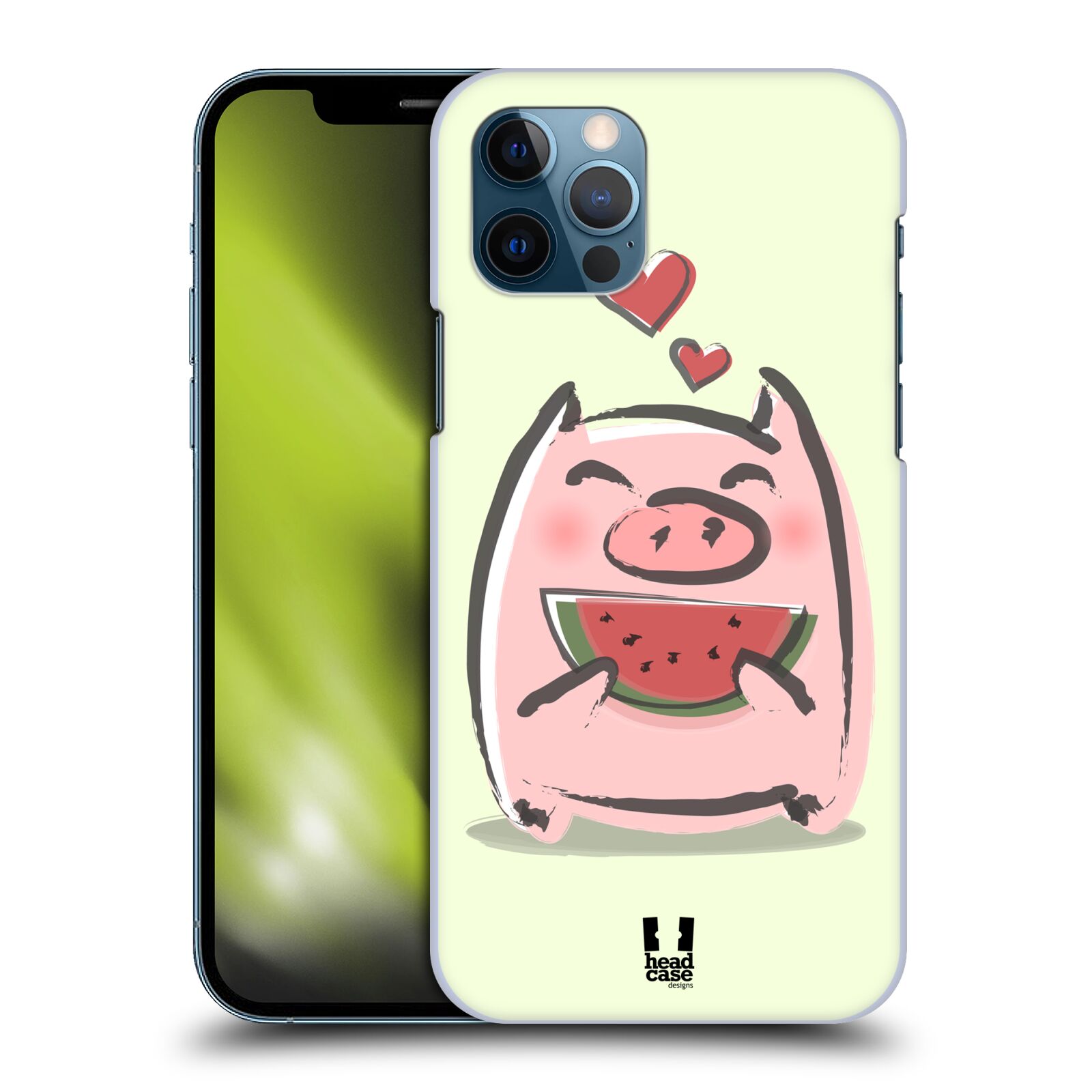 HEAD CASE plastový obal na mobil Apple Iphone 12 / Iphone 12 PRO vzor roztomilé růžové prasátko vodní meloun