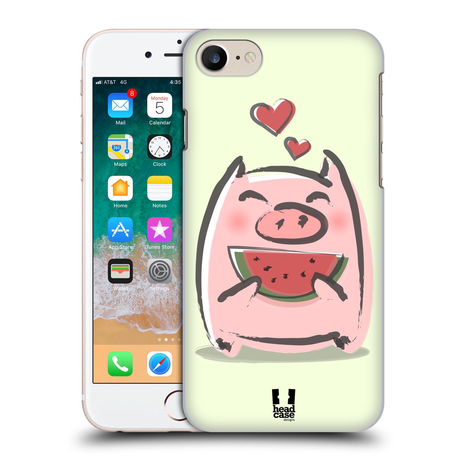 HEAD CASE plastový obal na mobil Apple Iphone 7 vzor roztomilé růžové prasátko vodní meloun