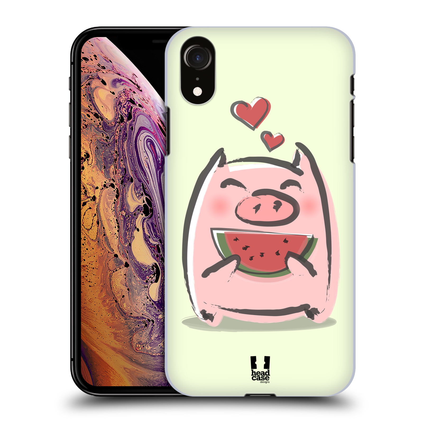 HEAD CASE plastový obal na mobil Apple Iphone XR vzor roztomilé růžové prasátko vodní meloun