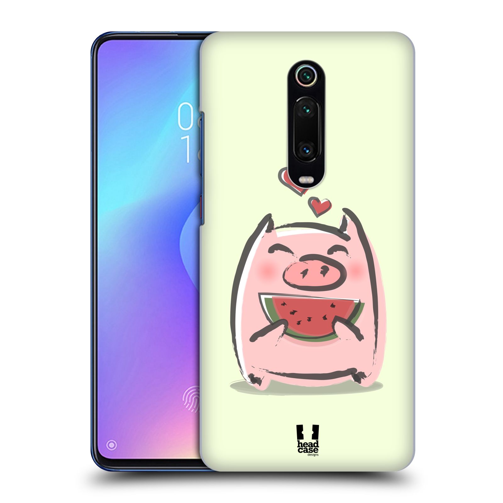 Pouzdro na mobil Xiaomi Mi 9T PRO - HEAD CASE - vzor roztomilé růžové prasátko vodní meloun