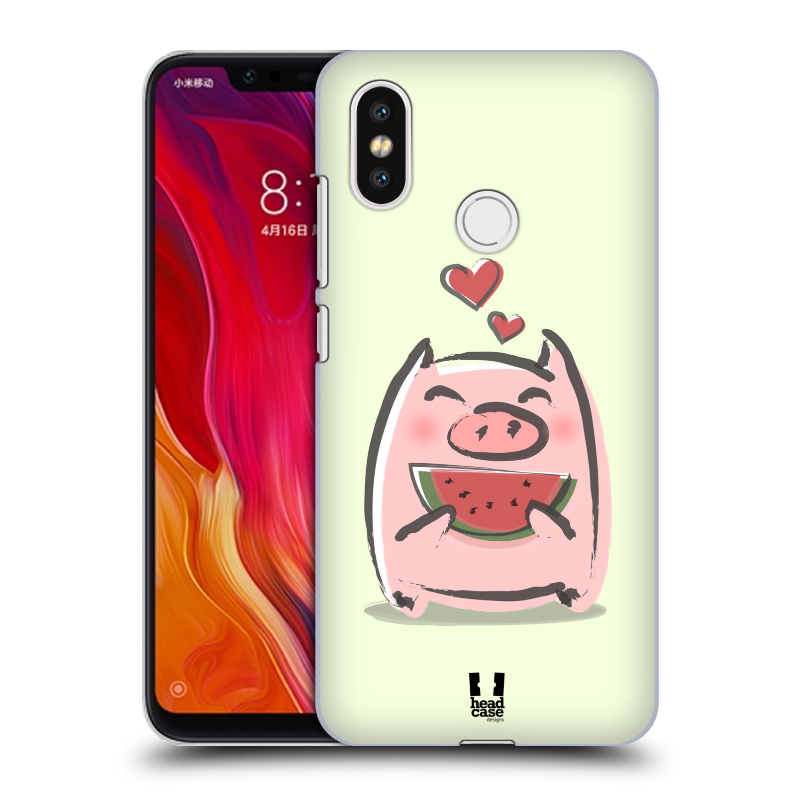 HEAD CASE plastový obal na mobil Xiaomi Mi 8 vzor roztomilé růžové prasátko vodní meloun