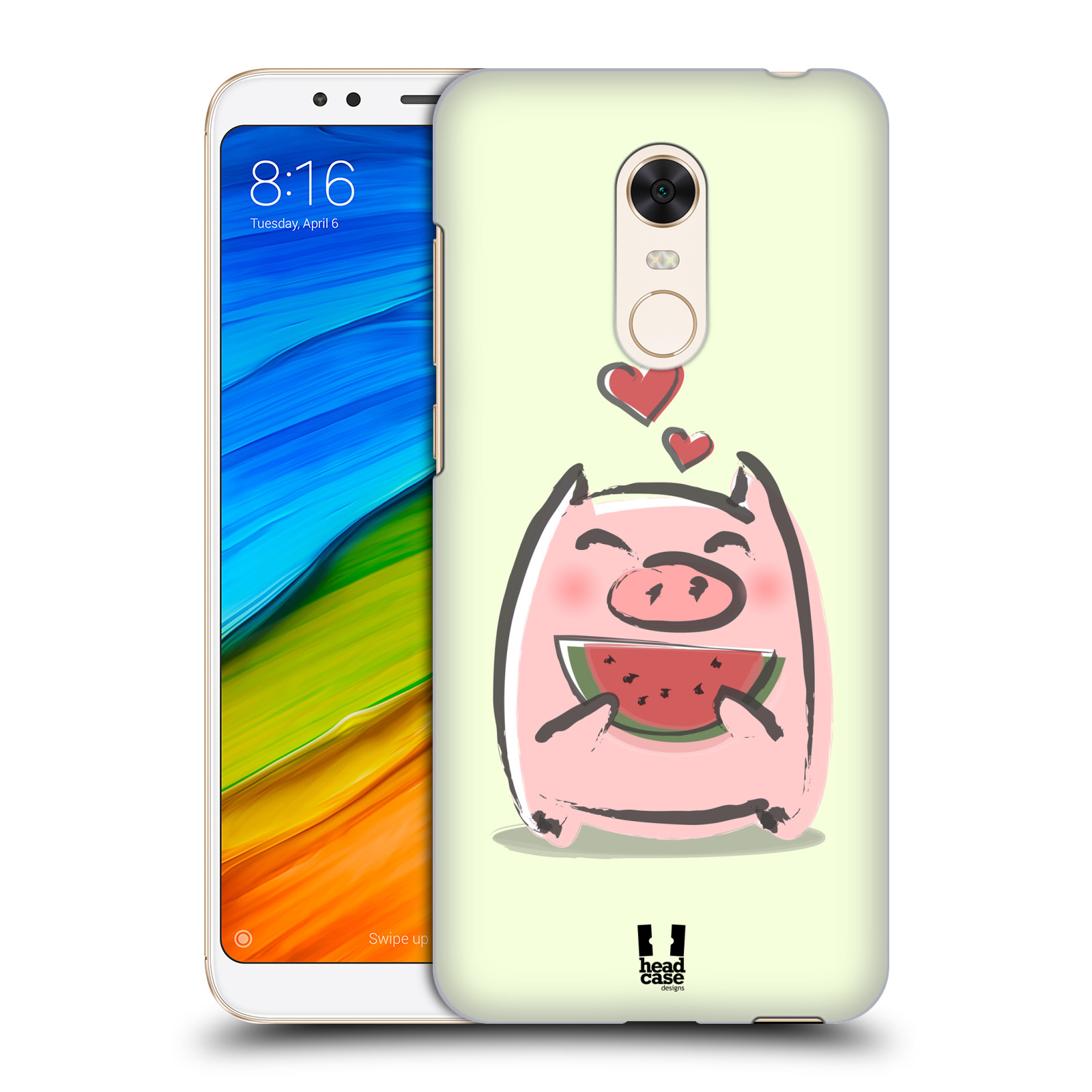 HEAD CASE plastový obal na mobil Xiaomi Redmi 5 PLUS vzor roztomilé růžové prasátko vodní meloun
