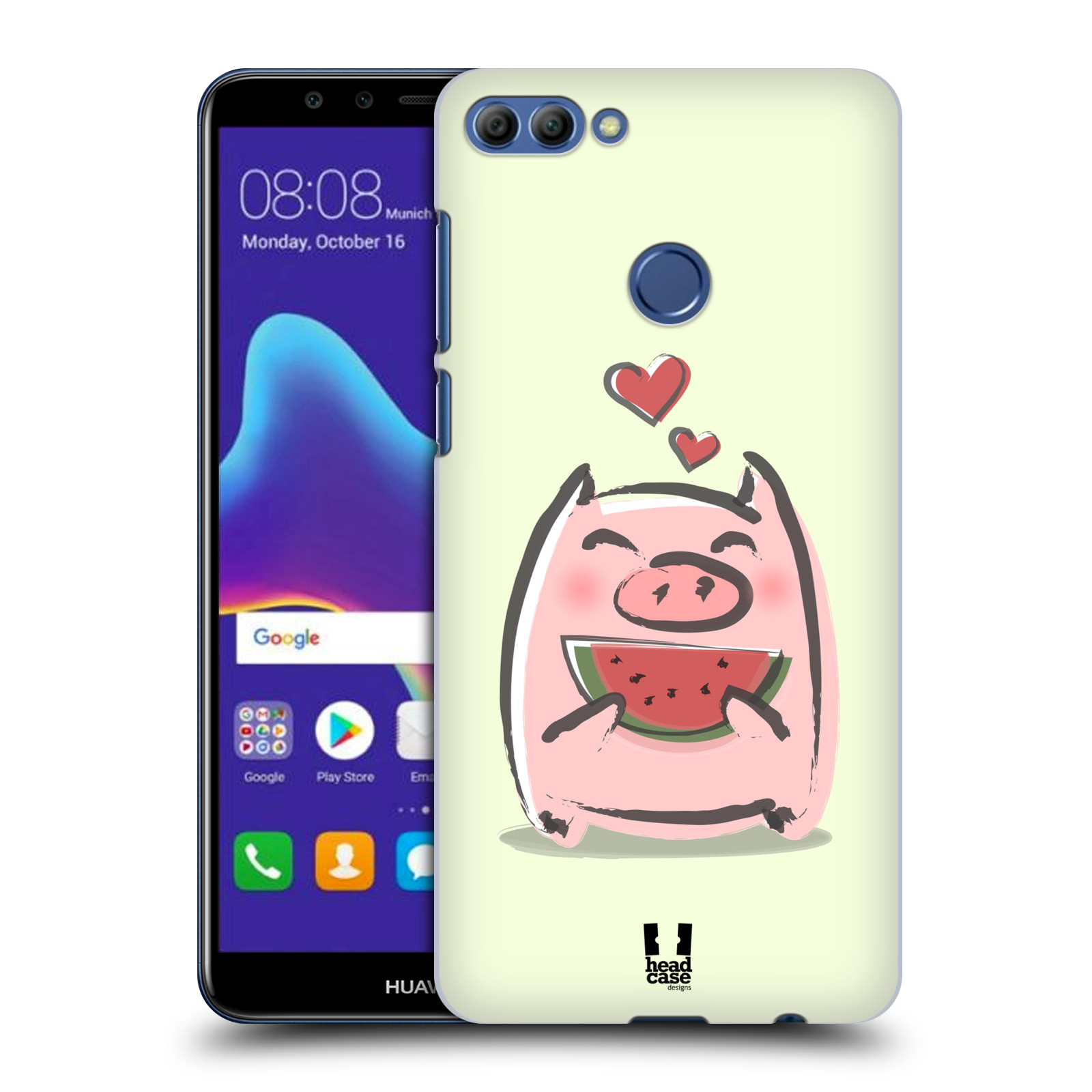 HEAD CASE plastový obal na mobil Huawei Y9 2018 vzor roztomilé růžové prasátko vodní meloun