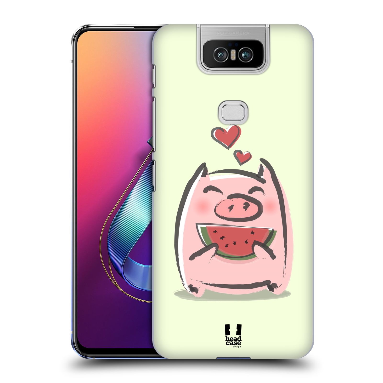 Pouzdro na mobil Asus Zenfone 6 ZS630KL - HEAD CASE - vzor roztomilé růžové prasátko vodní meloun