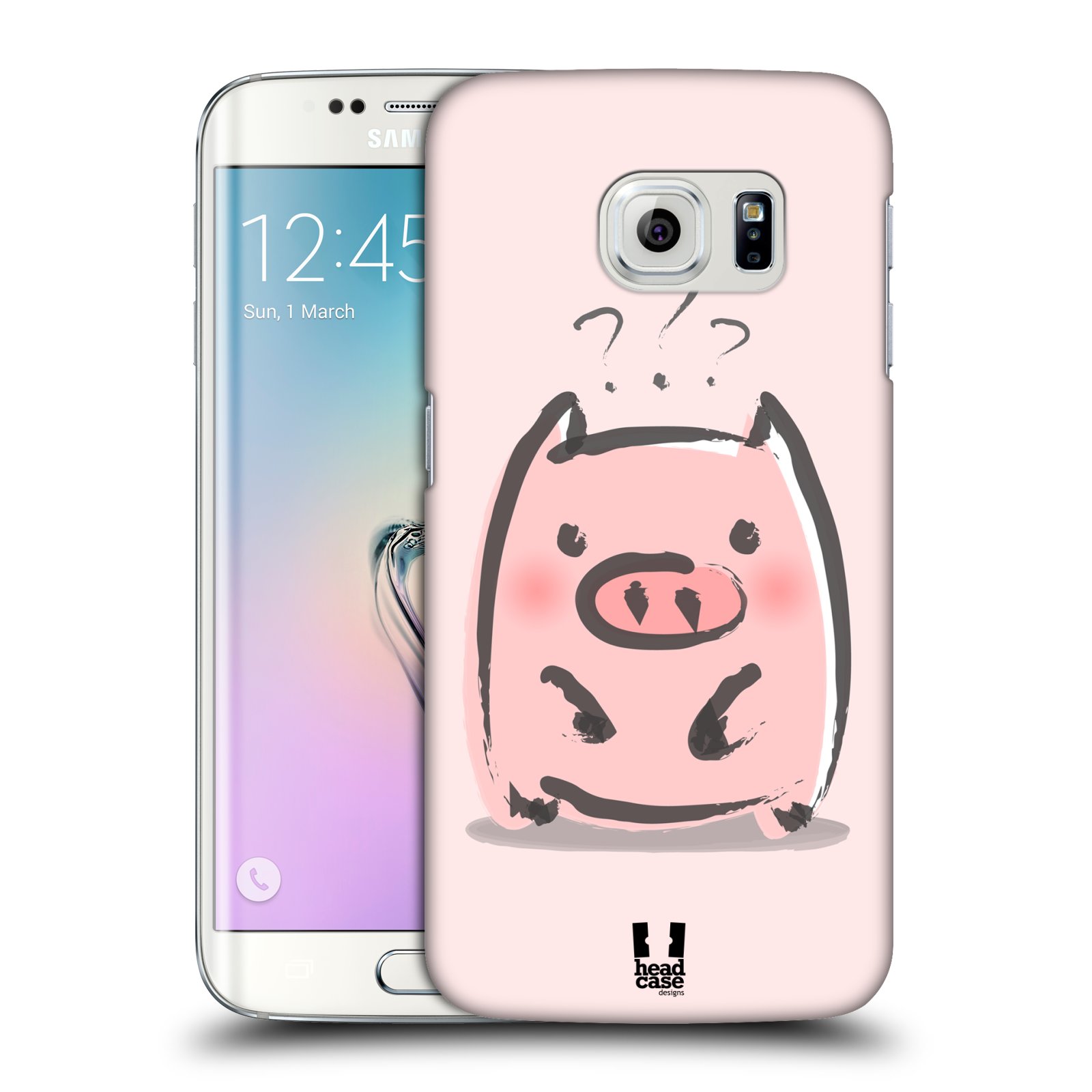 HEAD CASE plastový obal na mobil SAMSUNG Galaxy S6 EDGE (G9250, G925, G925F) vzor roztomilé růžové prasátko otazník