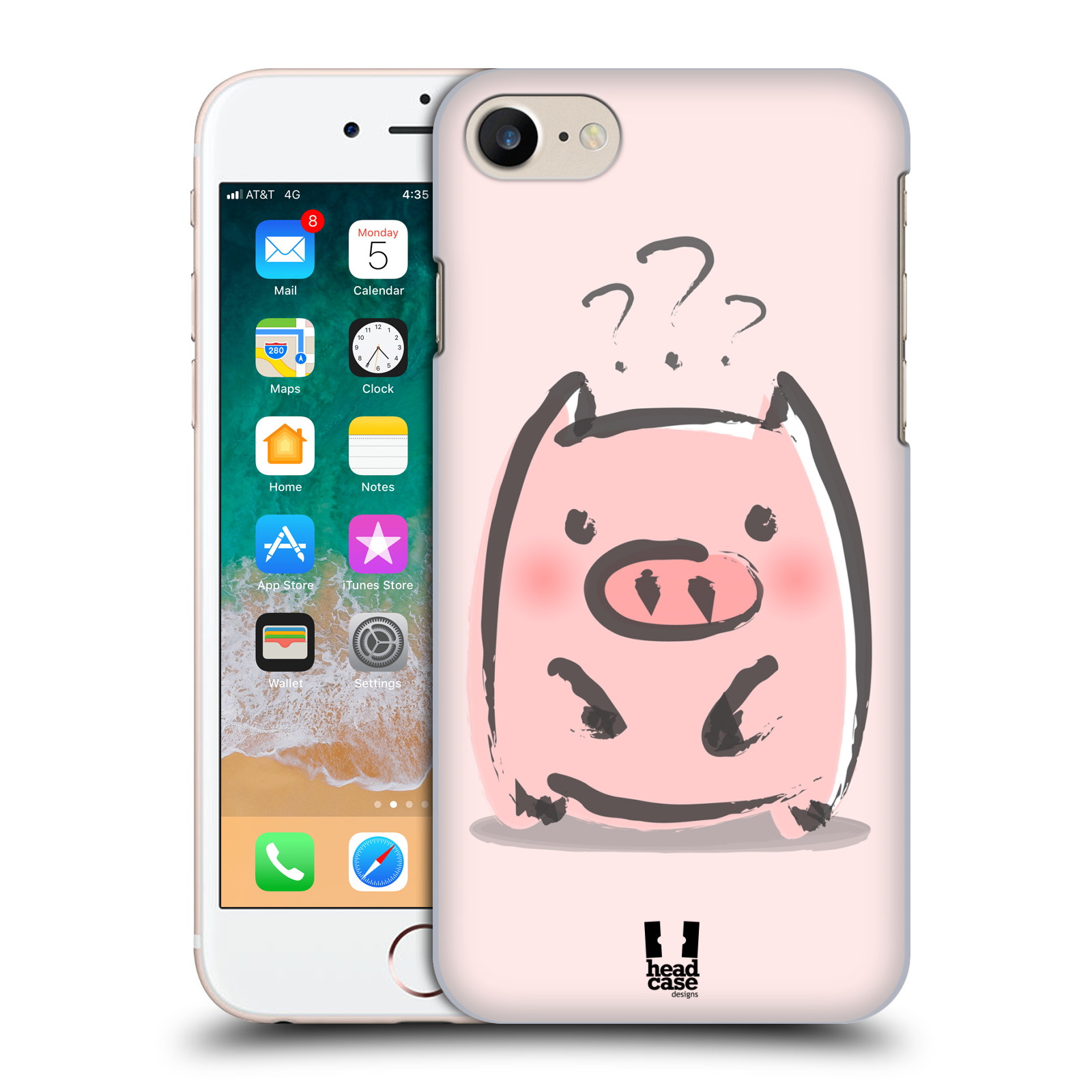 HEAD CASE plastový obal na mobil Apple Iphone 7 vzor roztomilé růžové prasátko otazník