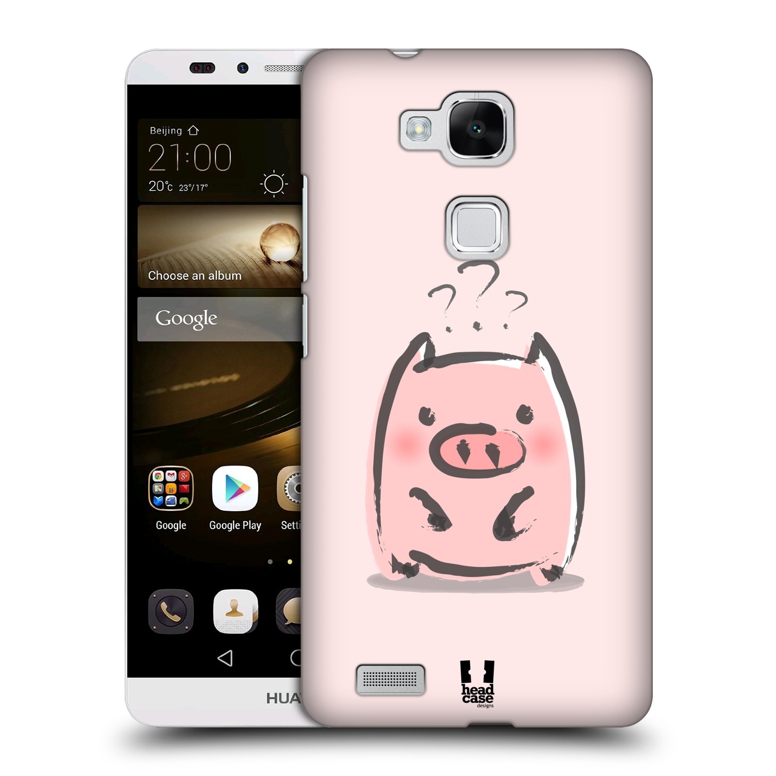 HEAD CASE plastový obal na mobil Huawei Mate 7 vzor roztomilé růžové prasátko otazník