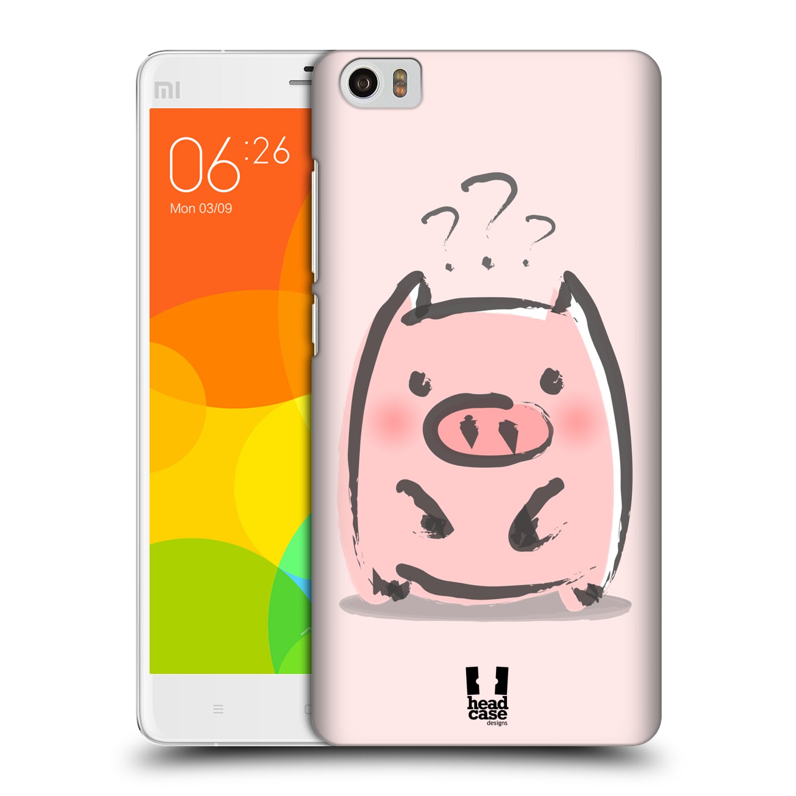 HEAD CASE pevný plastový obal na mobil XIAOMI Mi Note vzor roztomilé růžové prasátko otazník
