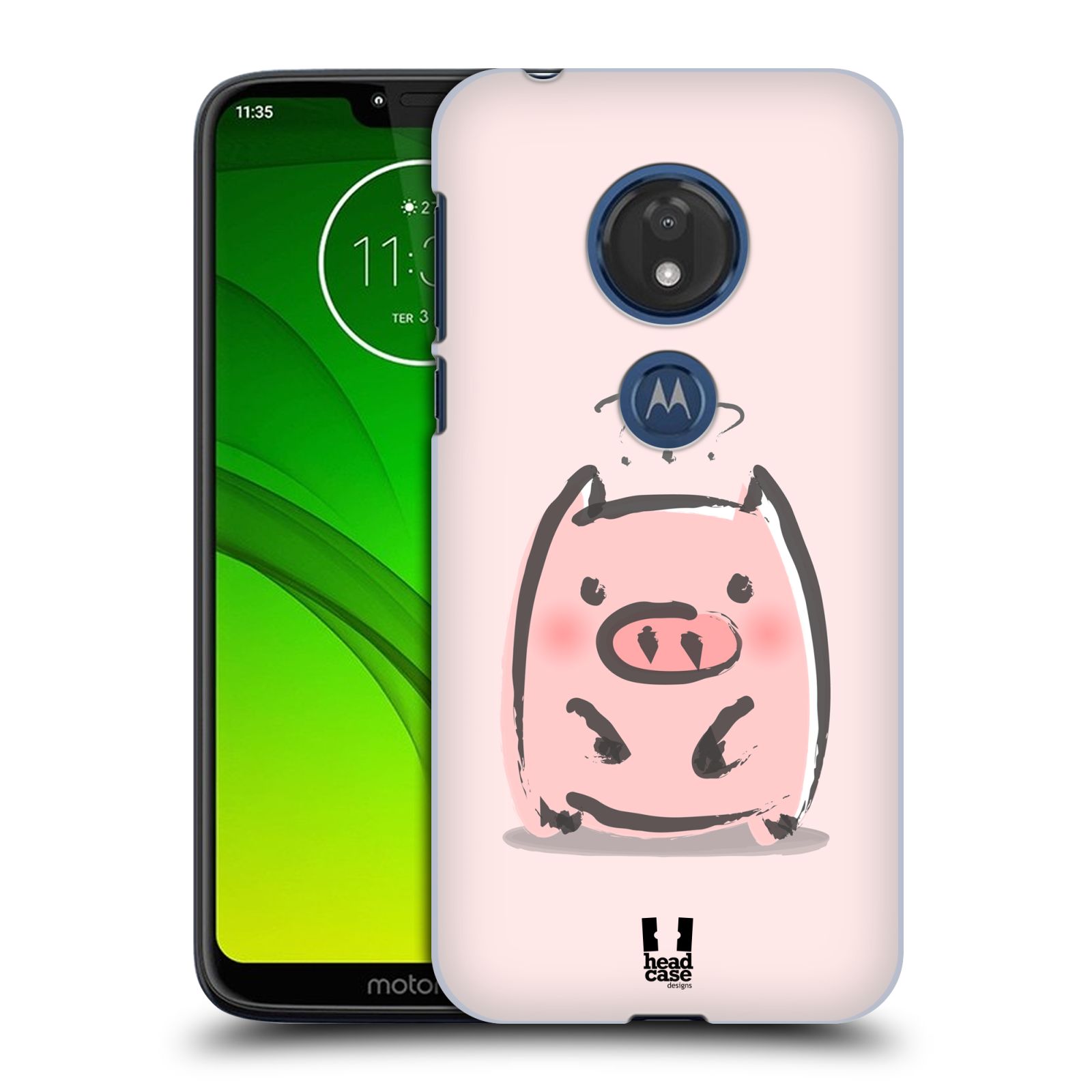 Pouzdro na mobil Motorola Moto G7 Play vzor roztomilé růžové prasátko otazník