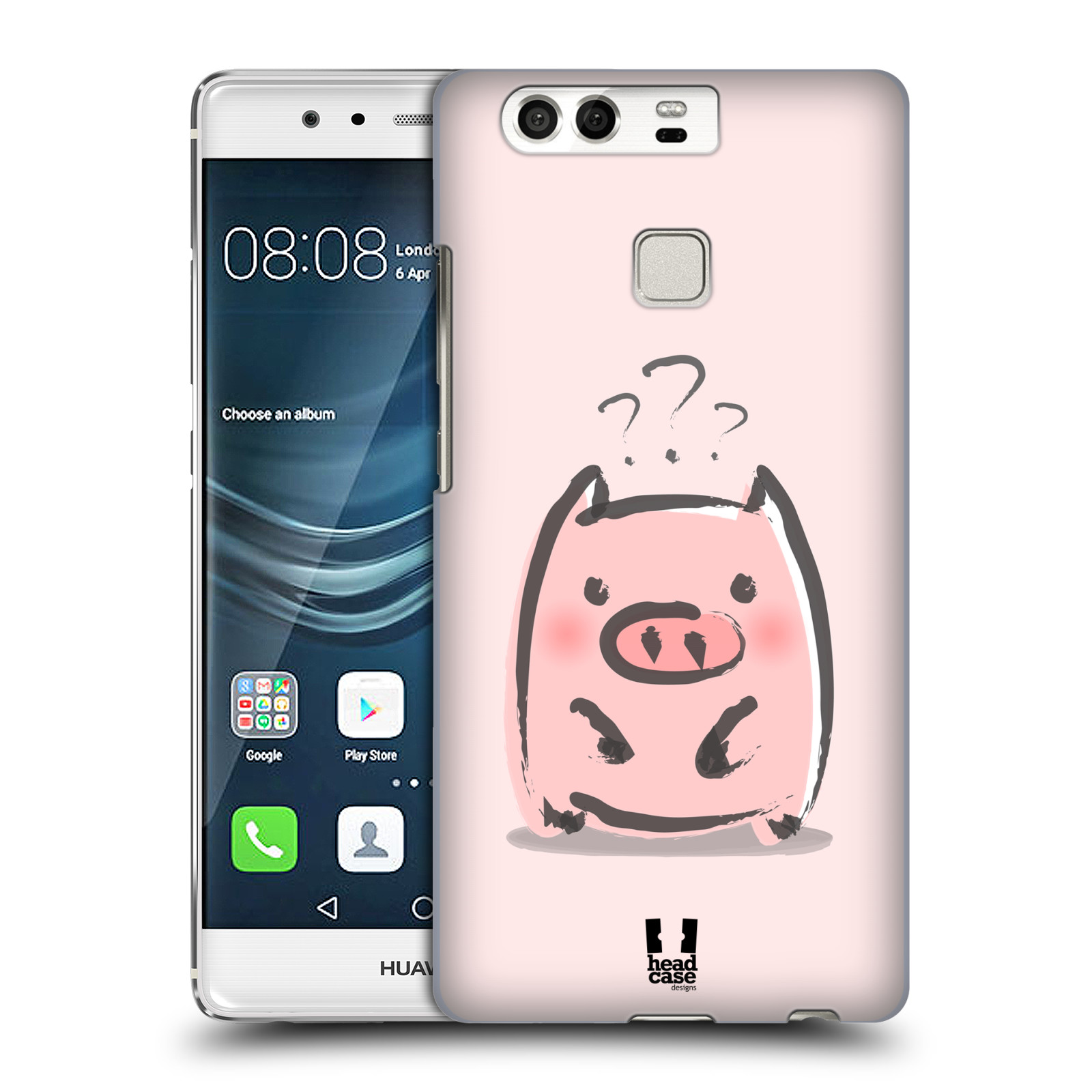 HEAD CASE plastový obal na mobil Huawei P9 / P9 DUAL SIM vzor roztomilé růžové prasátko otazník