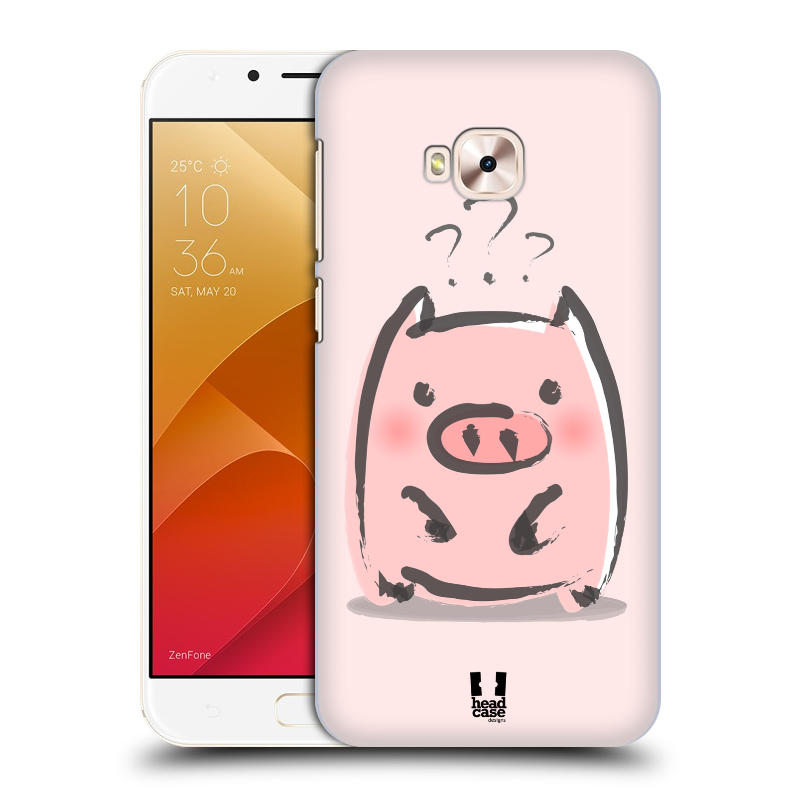 HEAD CASE plastový obal na mobil Asus Zenfone 4 Selfie Pro ZD552KL vzor roztomilé růžové prasátko otazník